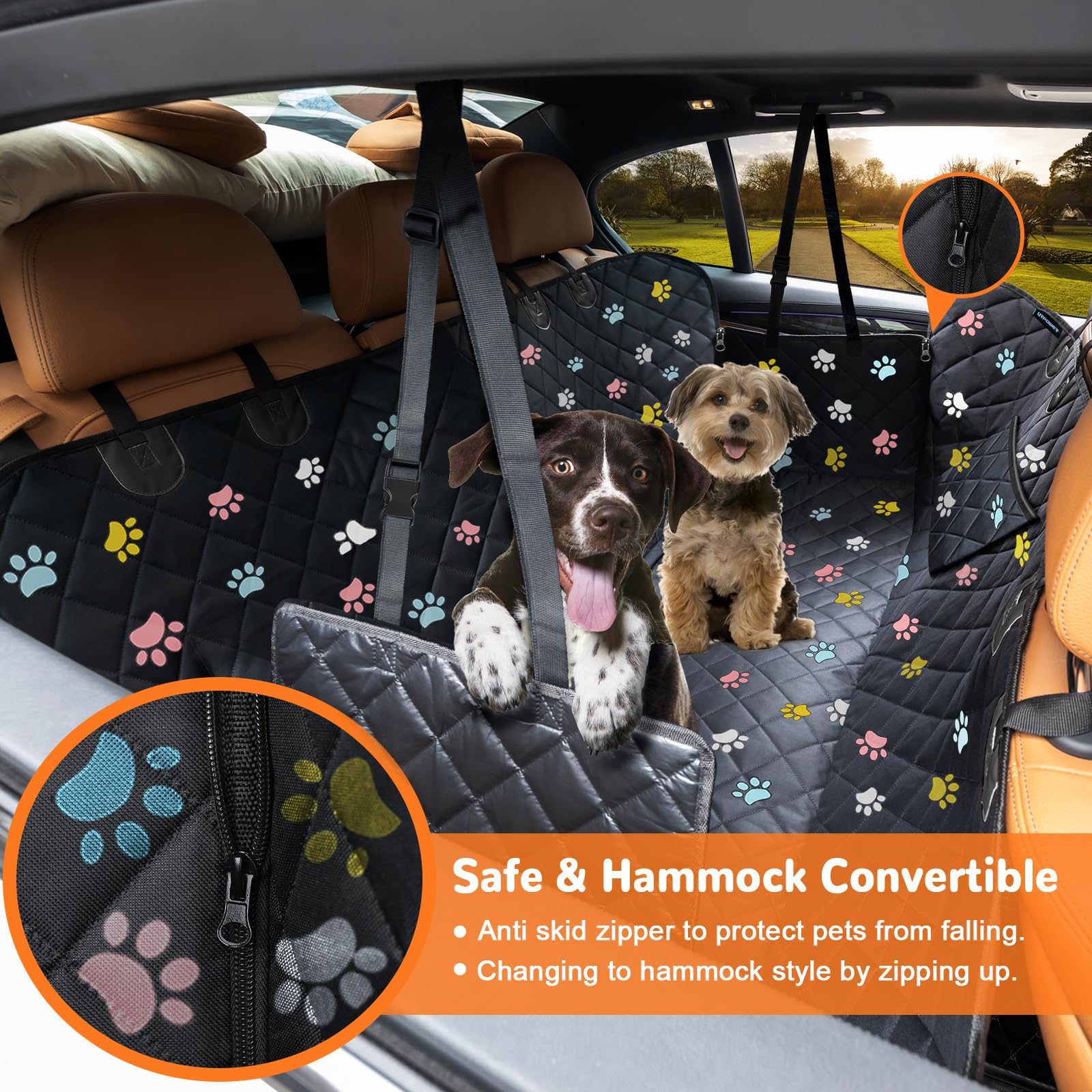 URPOWER Dog Car Seat Cover for Back Seat, Waterproof Hammock for Car & SUV view 2
