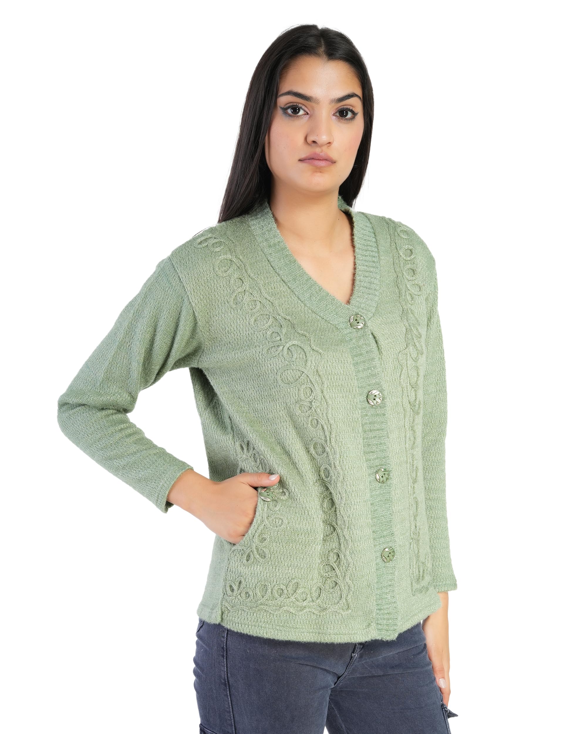 Women OSWAL FINE Wool/M/Pista Green-image-5