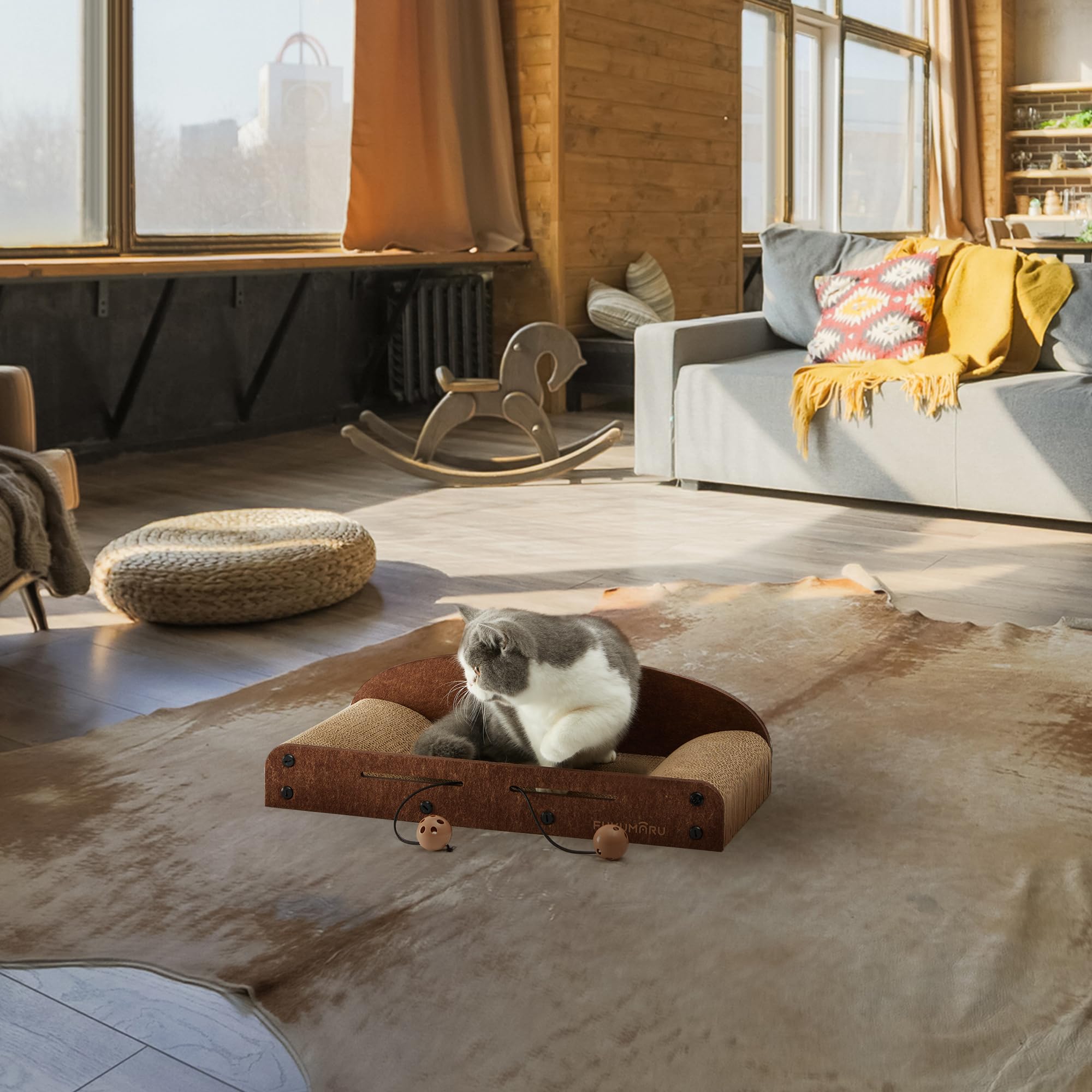 Nekosan Katzenkratzbett – Extra Groß (69,8 Cm), Karton, Gemütliche Lounge Für Katzen