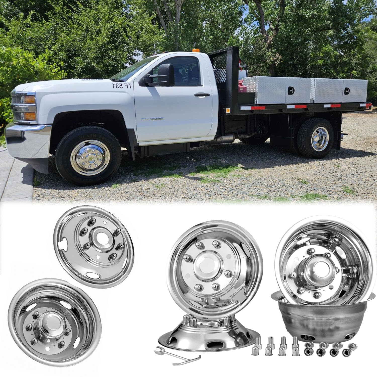 4X 17 Wheel Simulators for 11-25 Chevy Silverado 3500 &amp; GMC Sierra 3500 HD