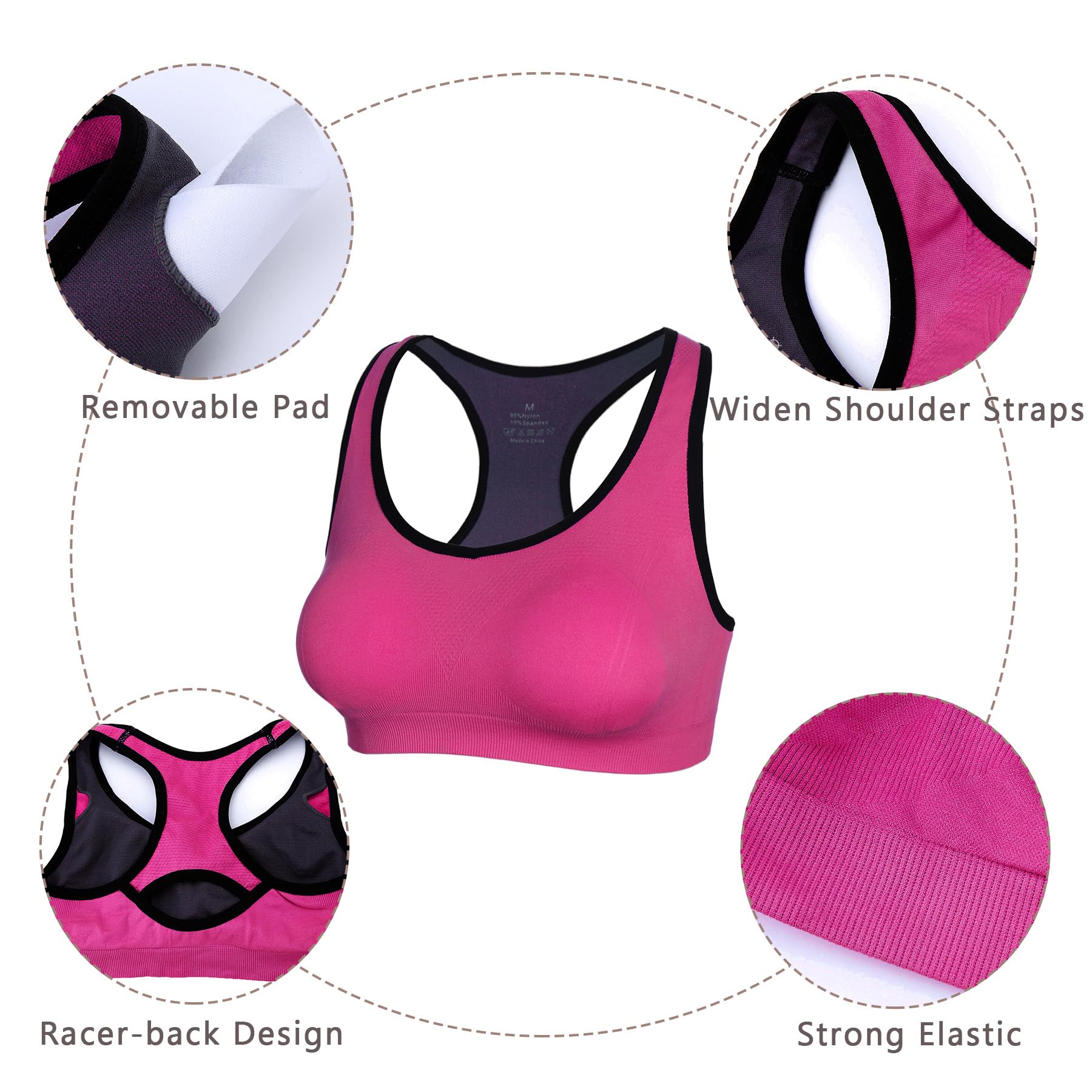 Sykooria Donna Reggiseno Sportivo Reggiseno da Allenamento Senza Ferretto Top Fitness Donna Palestra Imbottito per Ginnastica Yoga S-XXL