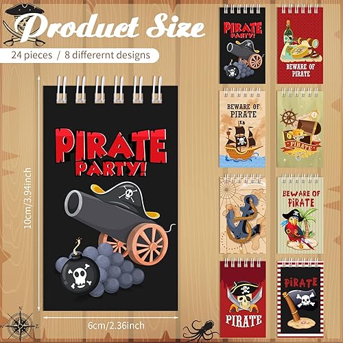 Miniatura 2 de Teling 24 Pieces Mini Pirate Notepads Pirate Party Favors Small Spiral Notepads Pirate Ship Beware of Pirate things Mini Pocket Notepads for Kids