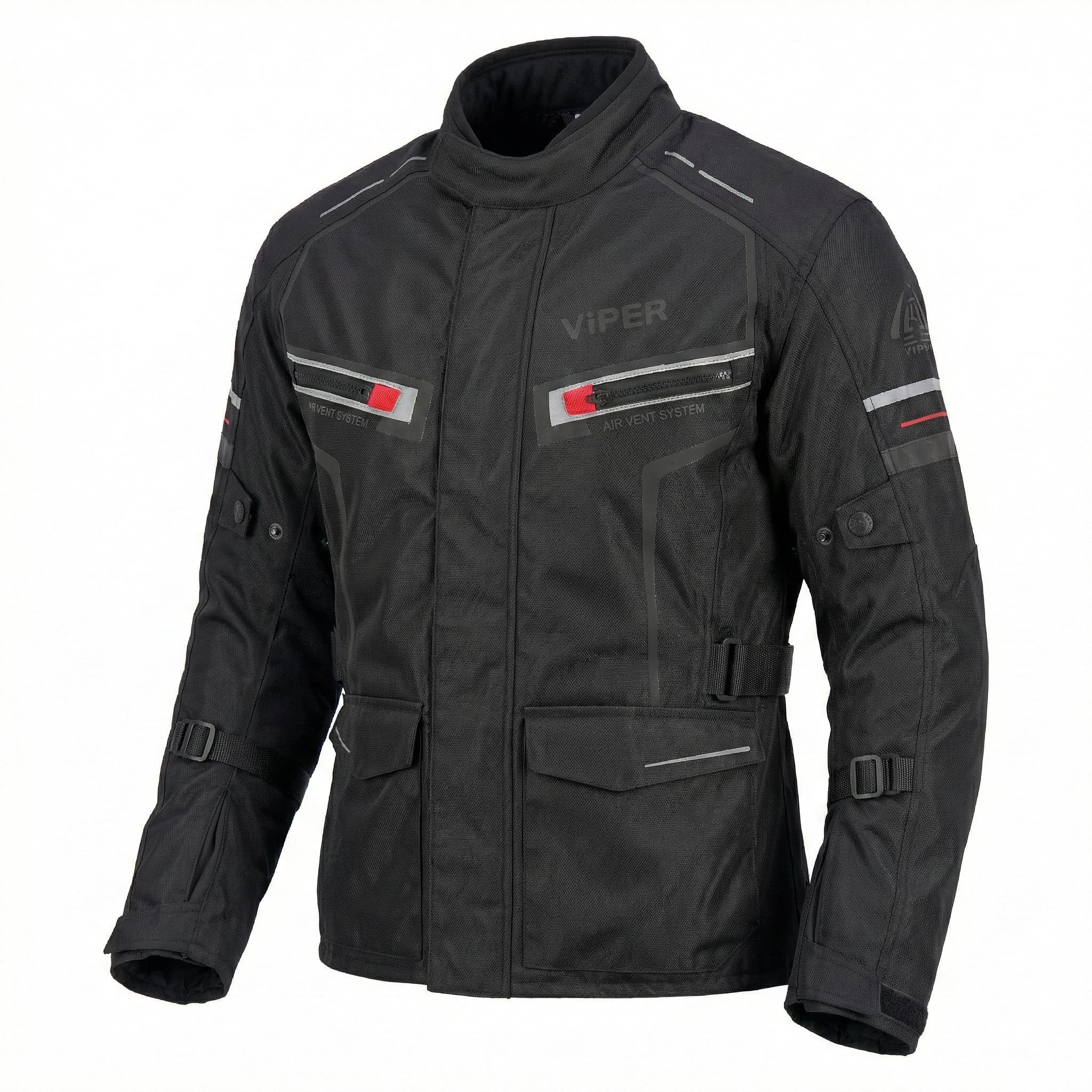 ViPER Speed 10 Textile Motorcycle Jacket Lightweight Summer Motorbike Jacket High Visibility Breathable & Waterproof Bike Rider Sports Racing (UK, Alpha, 4XL, Regular, Regular, Black)