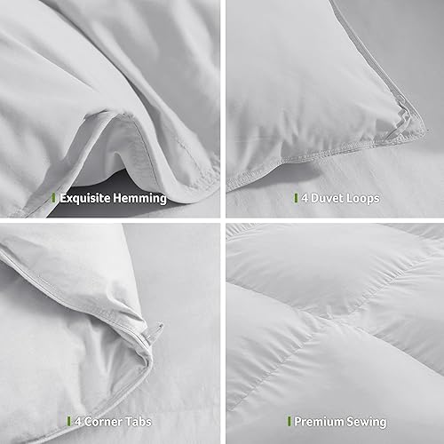 Miniatura 5 de Edredón de plumas tamaño Queen, ultra suave, relleno de edredón de plumón de alta calidad, para todas las estaciones, calidez media de 90 x 90