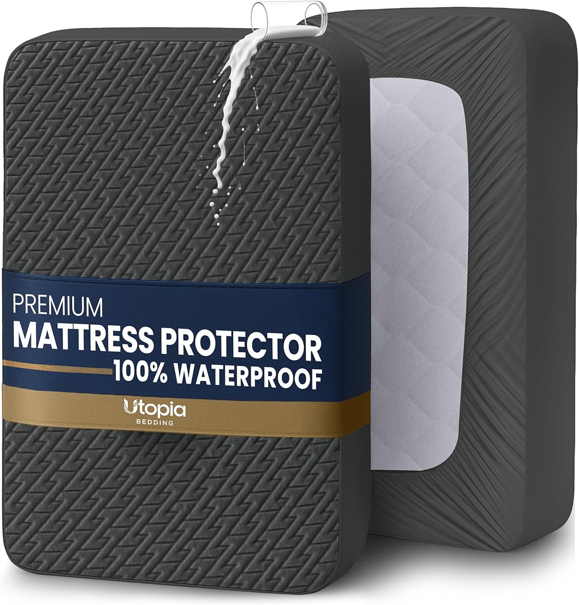 Utopia Bedding Waterproof Mattress Protector Twin Size (Gray), Premium 3D Air Soft Fabric Mattress Cover, Fits 15 Inches Deep, Breathable, Fitted Style with Stretchable Pockets