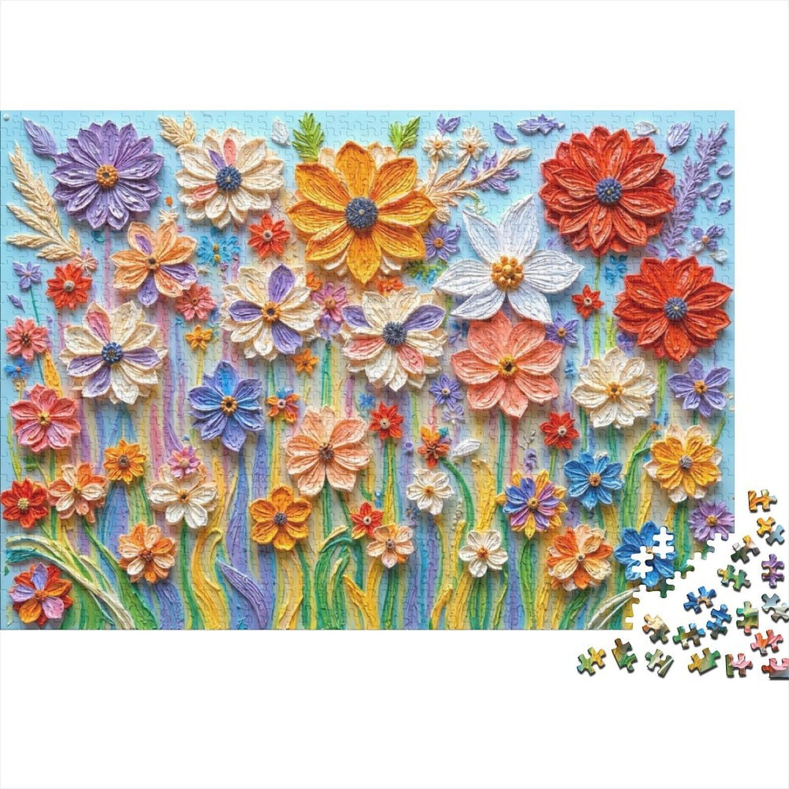 Colorful Flower Art Jigsaw Puzzles Puzzle for Adults Kids. 1000 Pieces Geometric Pattern Art Print Great Gifts Challenge Toy Educational Game Home Decoration for Adults& Kids Age 14 Years Up 70x50cm/1