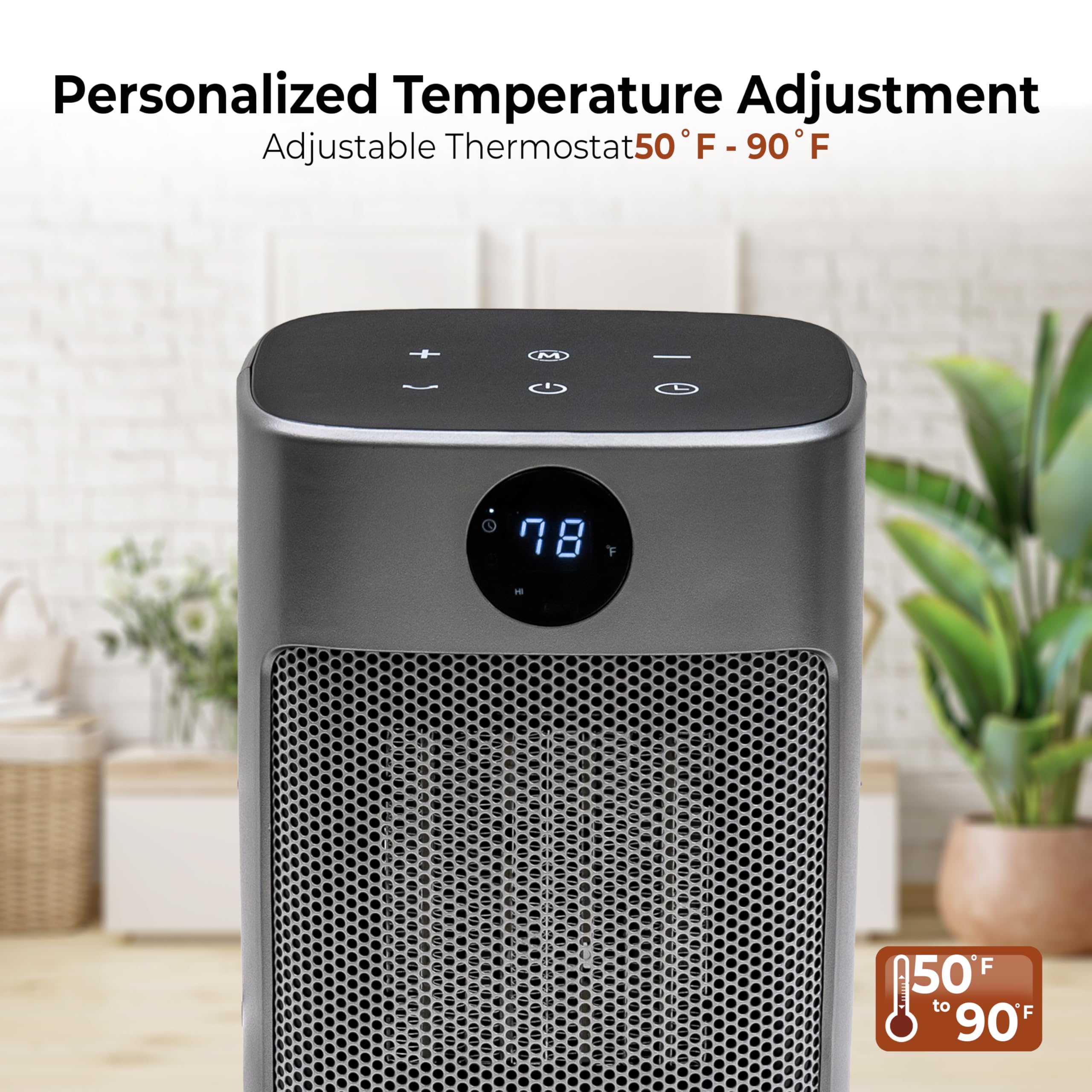 Comfort Zone Space Heaters for Indoor Use, Portable Electric Heaters, Thermostat, 12H Timer, Remote, Oscillating, Quiet Room Heater for Bedroom, Safe & Quiet Operation, Heater for Office, Silver