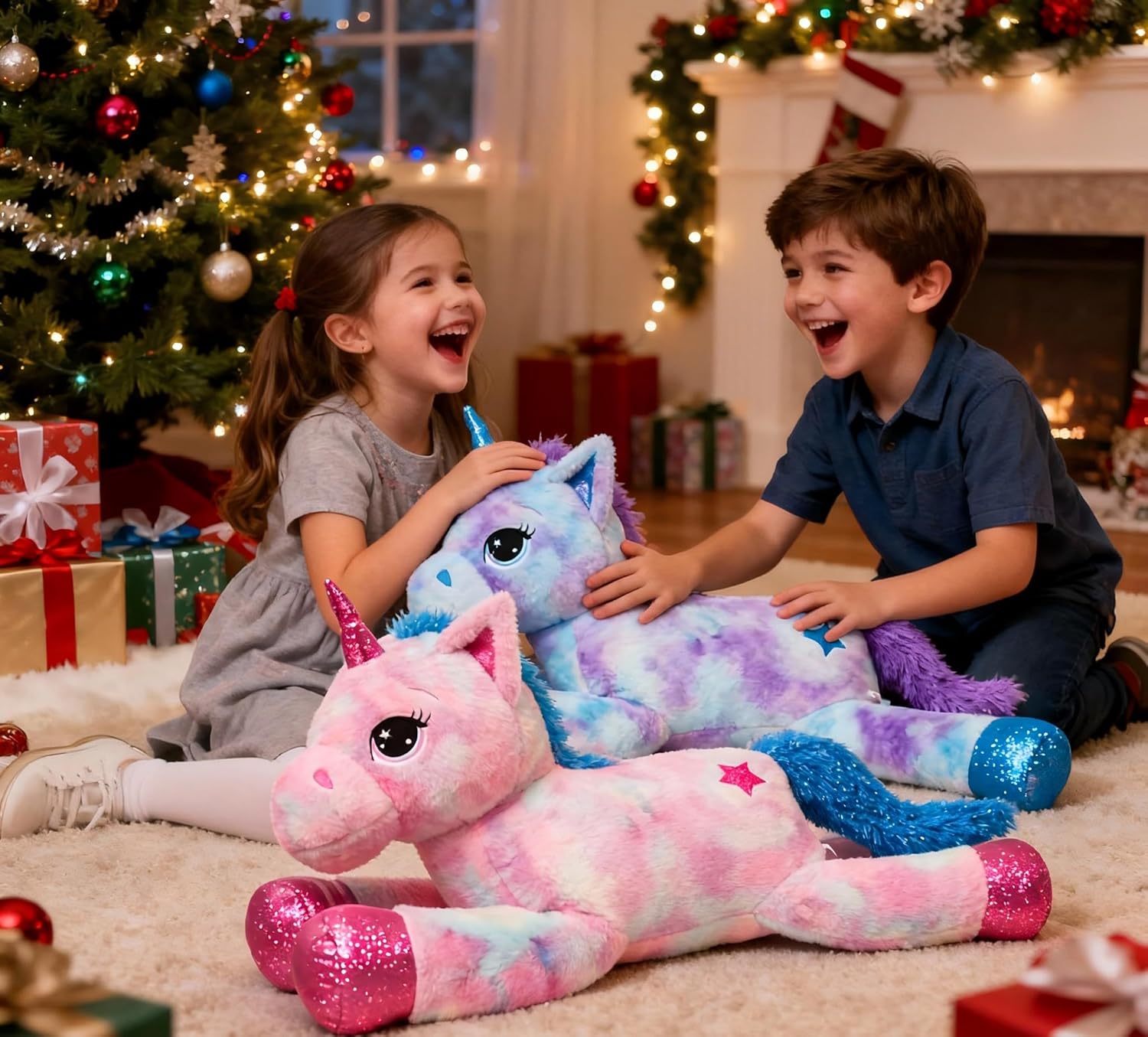 Giant Stuffed Unicorn Animal Toys for Girls Ages 4 6 8 Years 43 inch Pink Rainbow Plush Large Big Gifts for Kids Boys Girlfriend for Birthday Christmas
