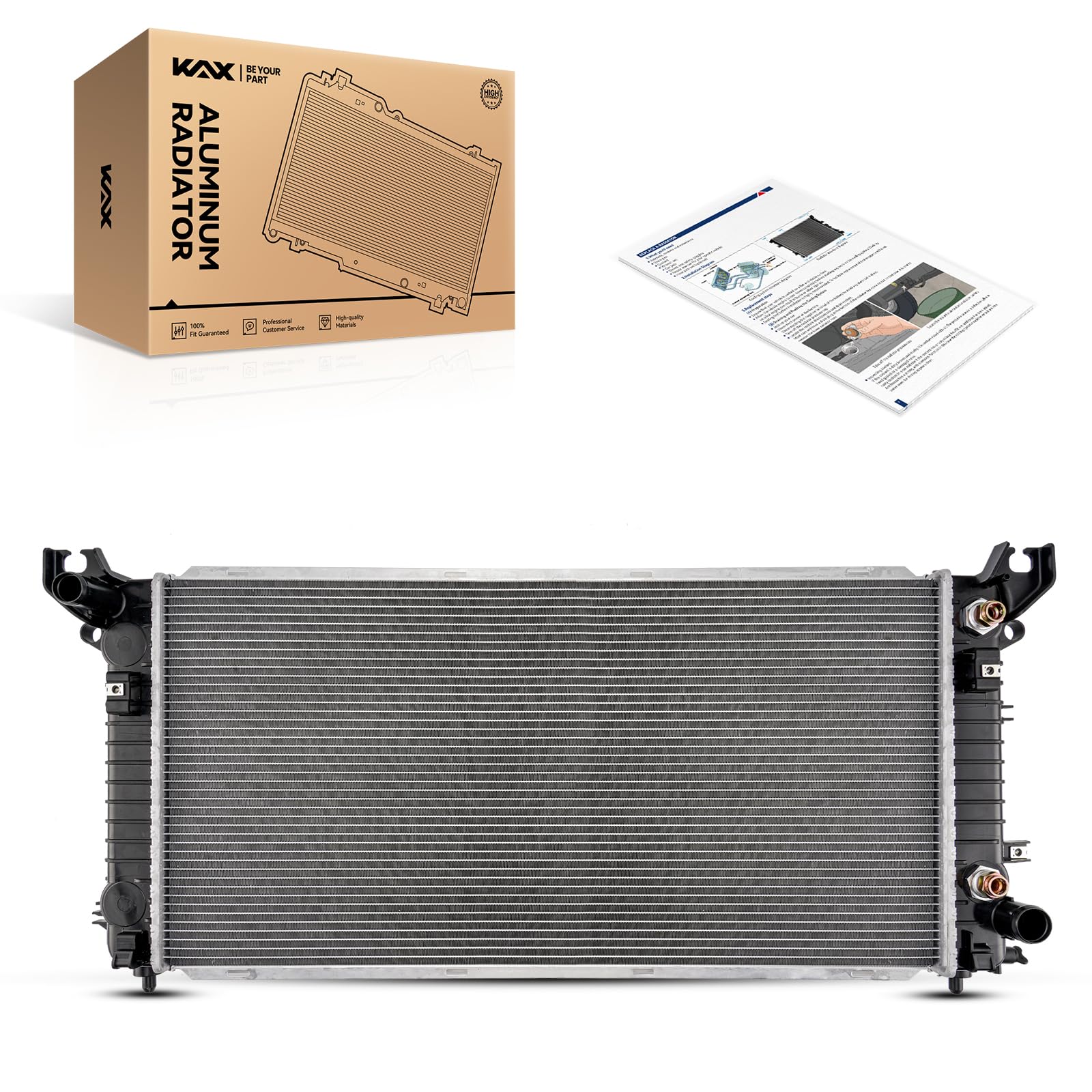 KAX CU13723 Engine Cooling Radiator, Compatible with 2016-2018 Escalade, 2016-2019 Silverado/Sierra 1500, 2016-2017 Suburban, Tahoe, 2016-2020 Yukon
