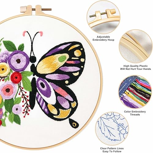 Miniatura 5 de BREENHILL Kit de bordado para principiantes con patrones de bordado