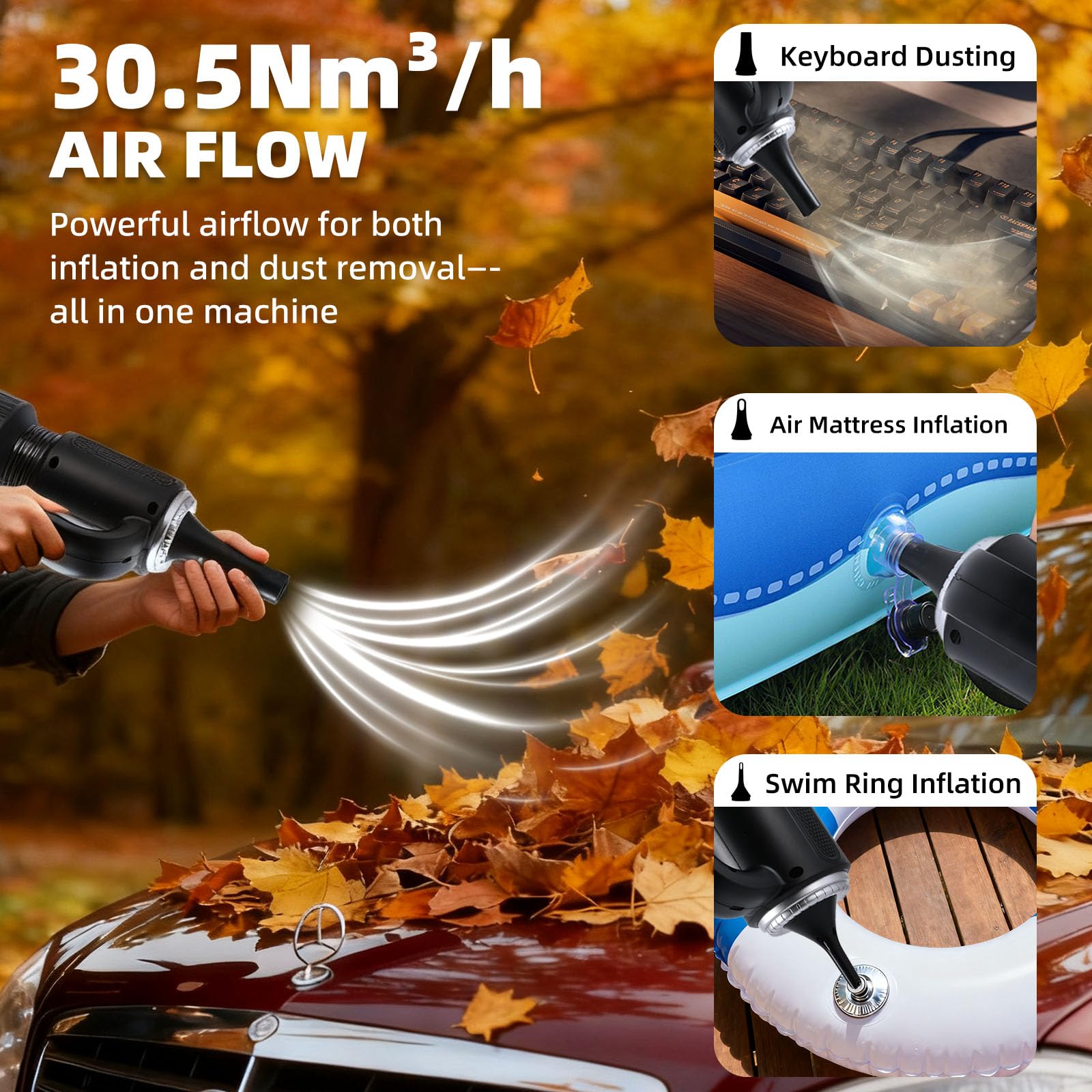 Carehabi Handstaubsauger Akku Kabellos,25000Pa 5 in 1 Auto Staubsauger Stark 5200mAh Akku Handstaubsauger,Wiederaufladbarer Handsauger für Auto,Tierhaare,Haus und Tastaturen