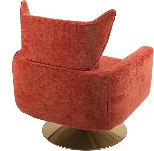 Miniatura 5 de Silla giratoria de barril redondo, silla de club de mediados de siglo, moderna, elegante, con respaldo de ala, asiento profundo, cómoda silla para