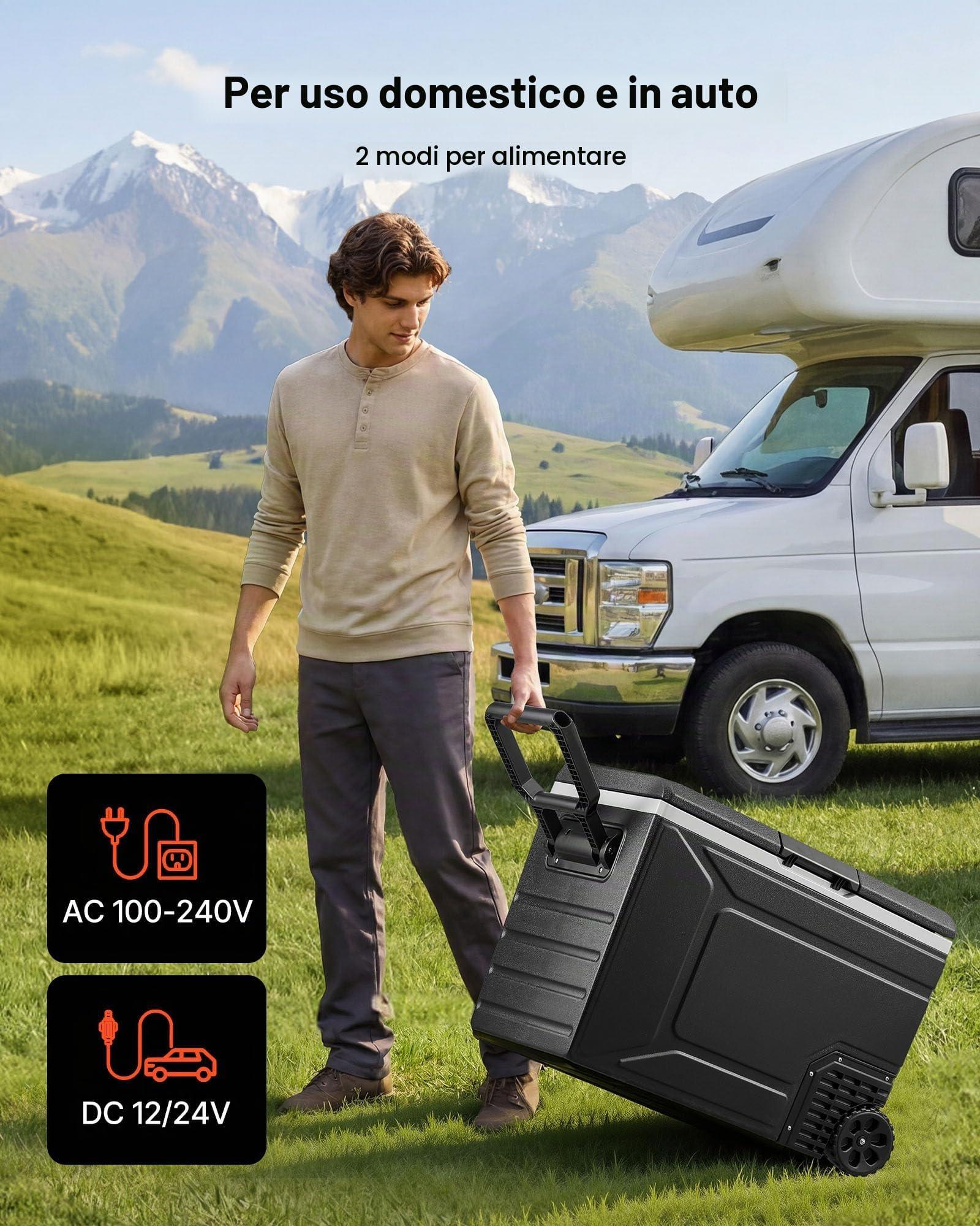 VEVOR Frigorifero Elettrico Portatile per Auto, Frigo Portatile con Ruote per Campeggio Viaggio Picnic Barbecue Feste Barche Capienza 78 Litri, Mini Frigo a Compressore da -20 a 20°C, Controllo APP
