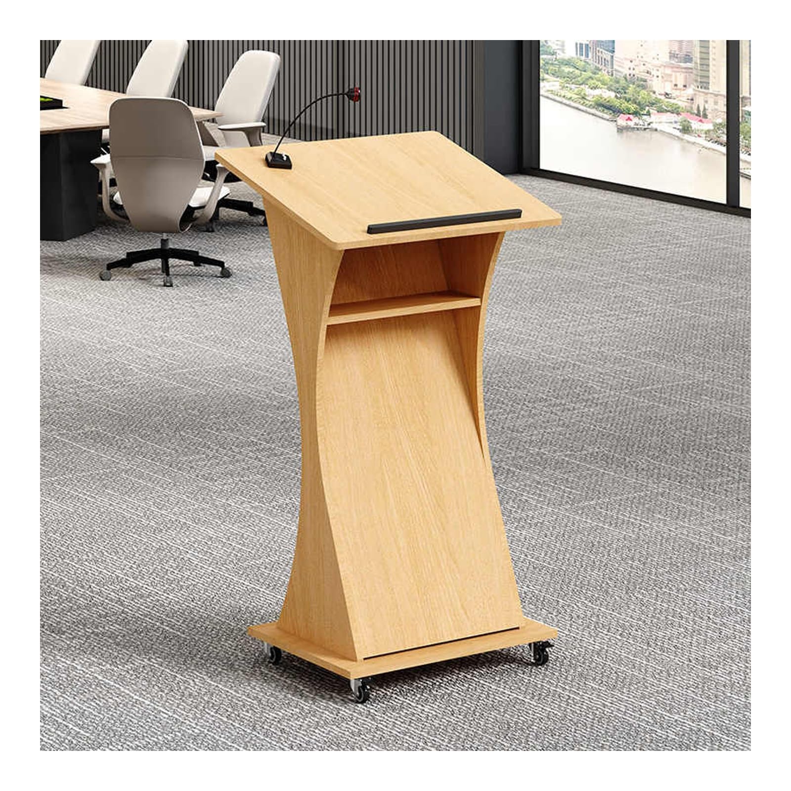 DUANHOZ Portable Wooden Podium Lectern Stand for Speeches and Presentations