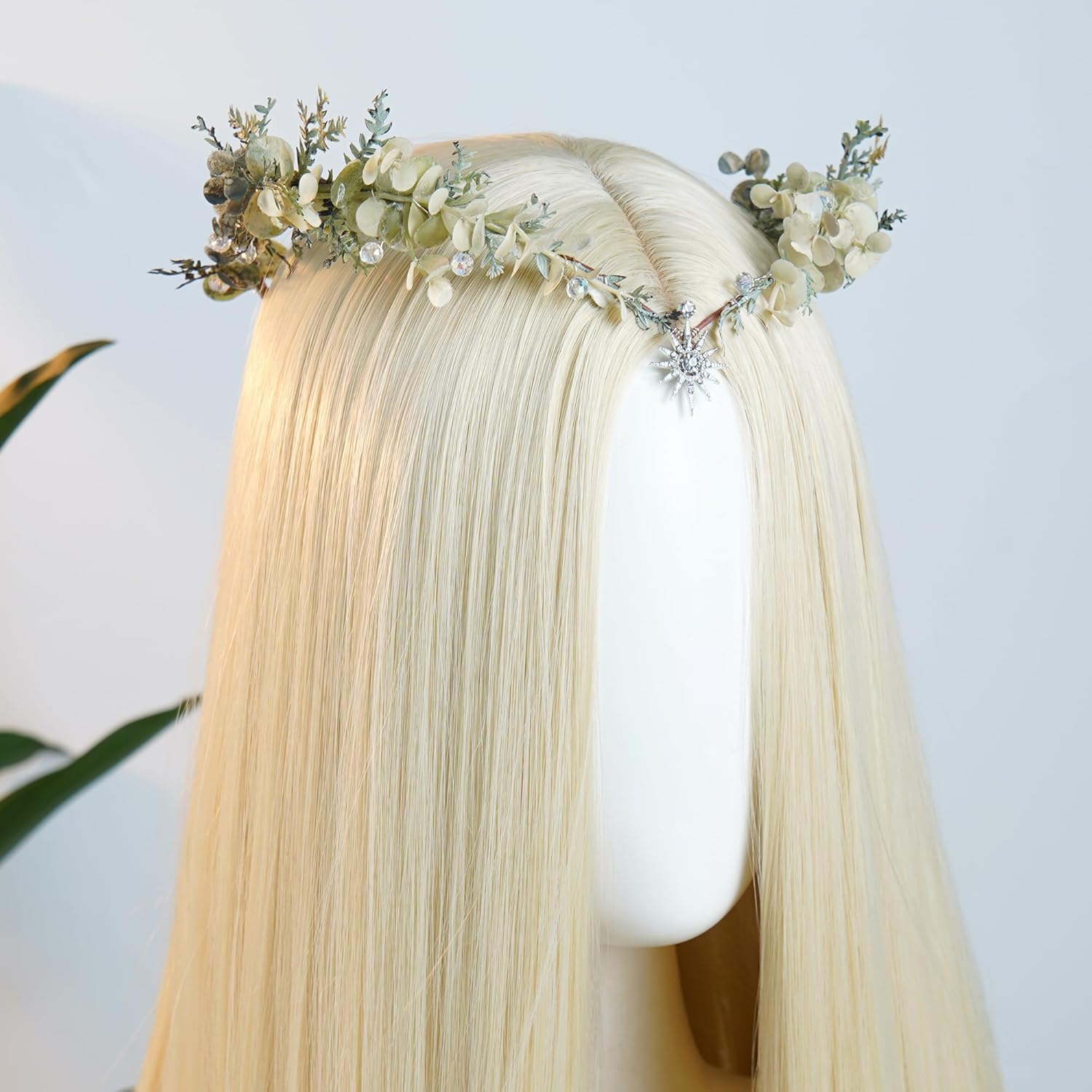 MOSTORY Woodland Flower Fairy Crown - Forest Elf Crown Circlet for Renaissance Accessories Women Fairycore Renfaire Cosplay - Image 3