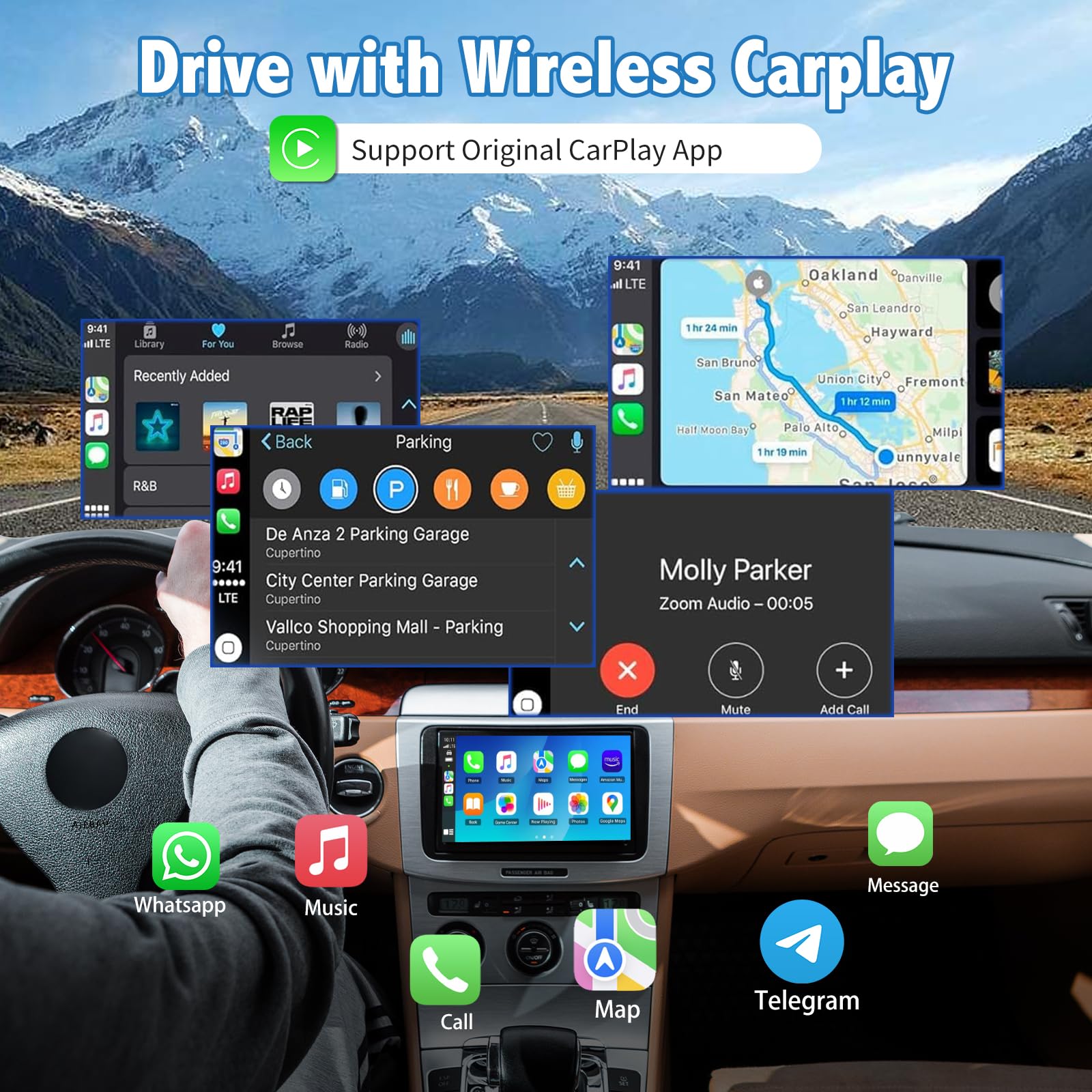 WEDETIAN Adattatore Carplay Wireless, Mini Car Play per Auto per iPhone, Car Play Dongle per Auto con USB A/C, Compatibile con auto dal 2016 e iPhone iOS 10+