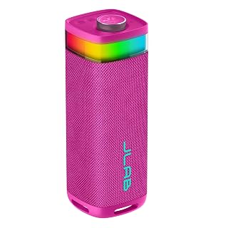 JLab JBuds Party Portable Bluetooth Speaker, 2 Full-Range Drivers + 2 Passive Woofers, IP56 Waterproof, 12 Hours Playtime, Connect Multiple Speakers, Custom Sound + RGB Lighting via App, Pink - Amazon product rated Grade A