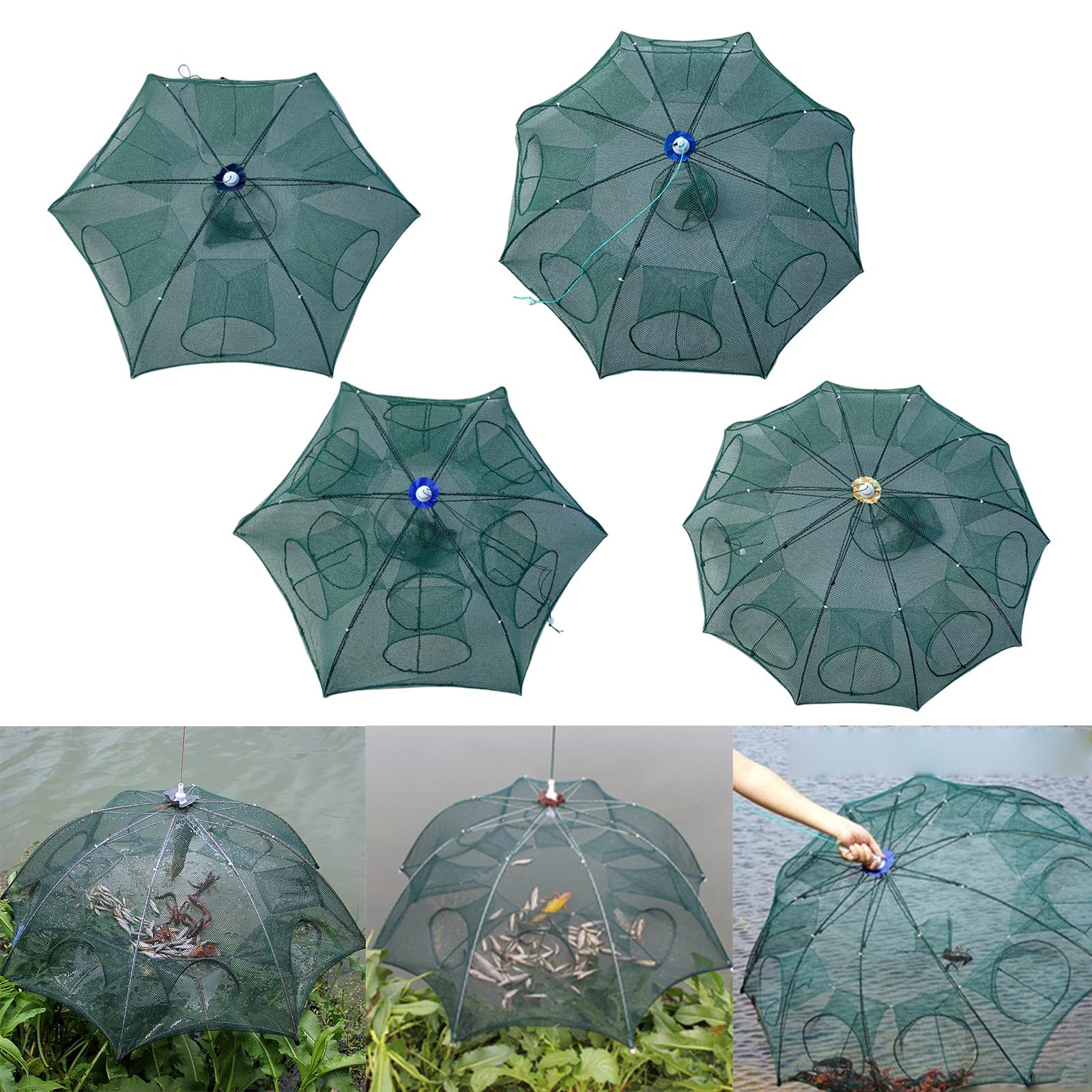 Laikoutd 6/8/10/12 Holes Fishing Baits Trap for Catching Small Baits Lobsters Trap Crawfishes Trap Foldable Cast Cage