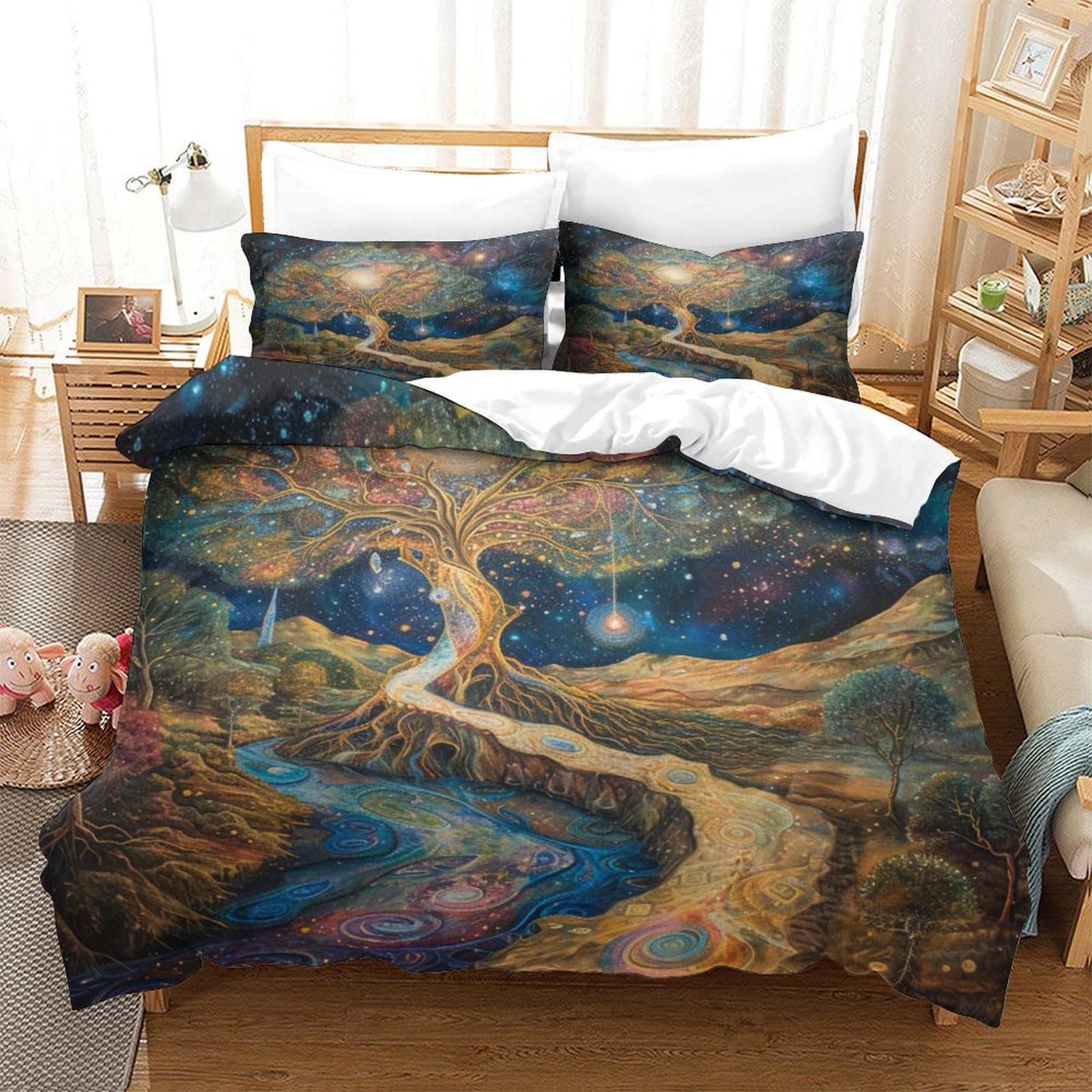 P1S9U7W5Y 3D Printed Starry Dream 3pcs Microfiber Artistic Duvet Cover Set Fantasy Bedding Set King