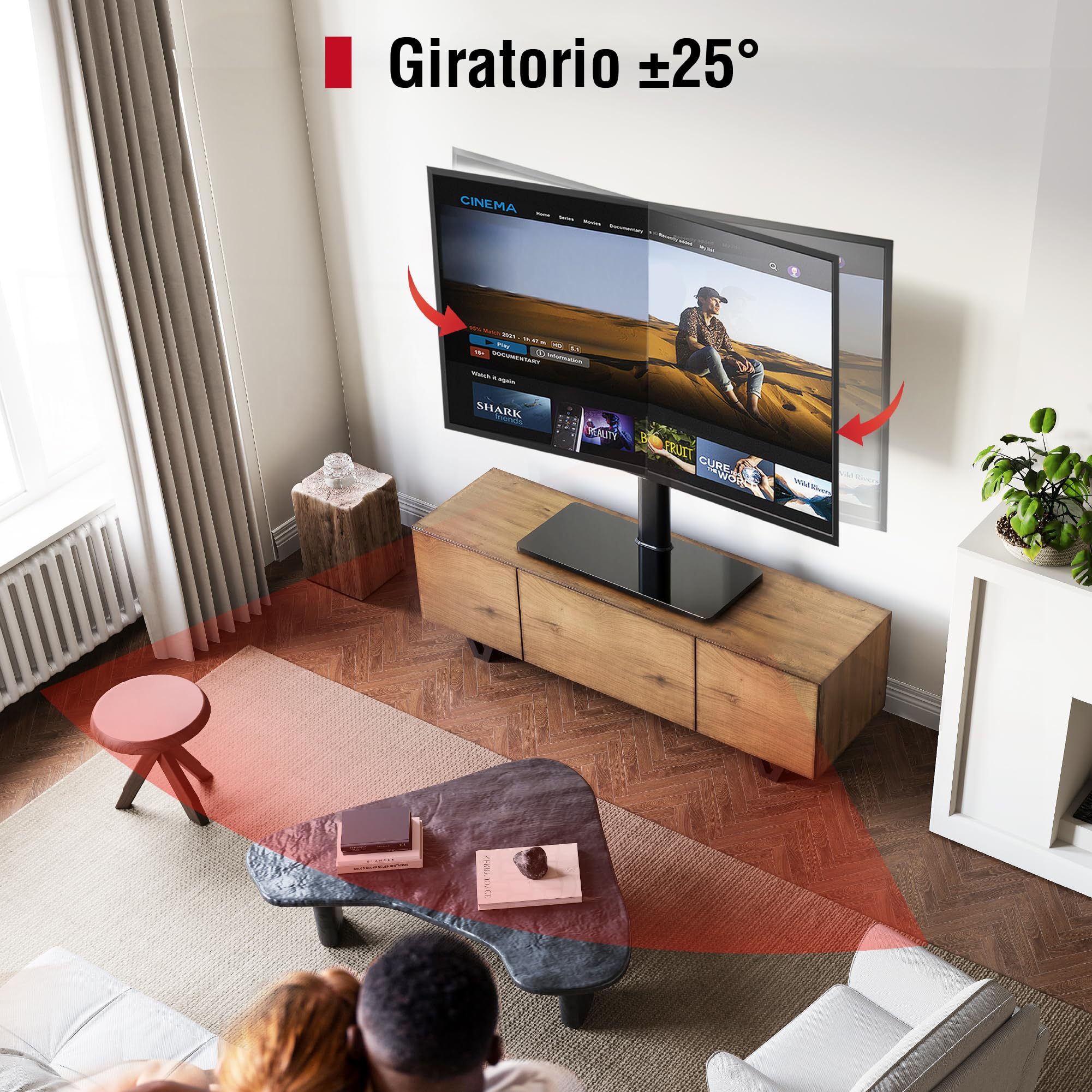 AOKCOS Soporte de TV para 42-85 Pulgadas, Inclinable & Giratorio & Altura Ajustable, Máx VESA 600x400 mm 50KG