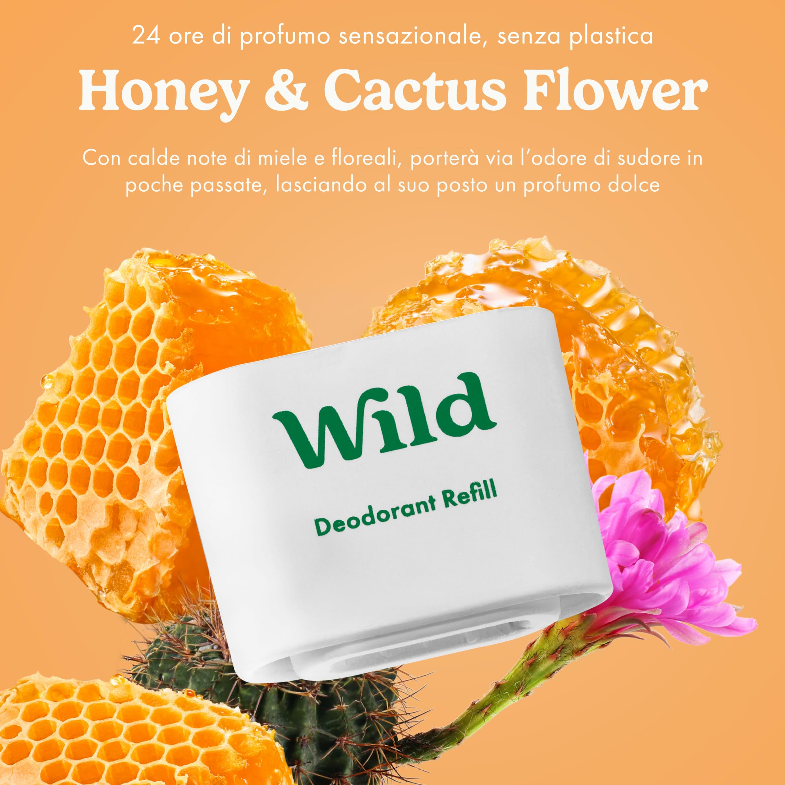 Starter pack deodorante naturale ricaricabile Wild 0% alluminio - Contenitore stampa Api e 5 ricariche da 40g con varie fragranze fresche - 24h di protezione dagli odori -Vegano e delicato sulla pelle