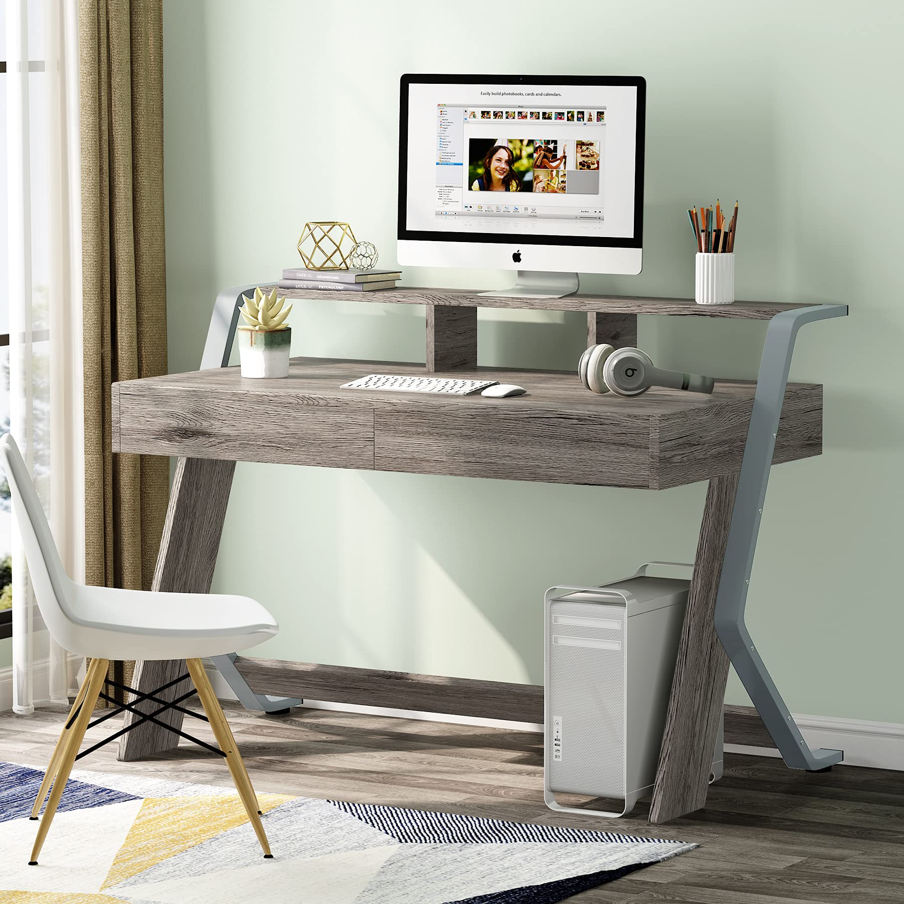 Tribesigns Computer Desk with 2 Storage Drawers, 47Inch Writing Desk