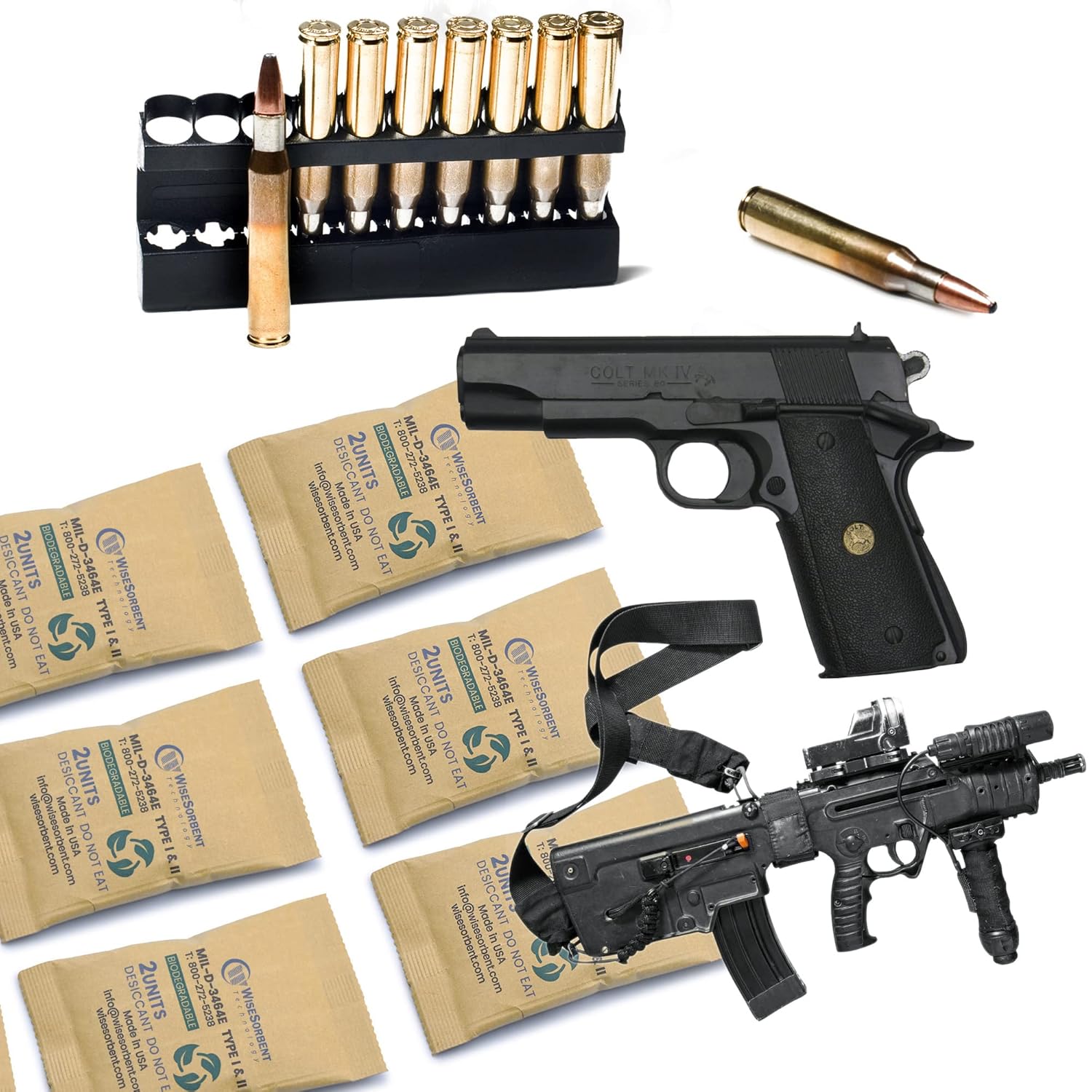 Wisesorb Kraft Clay Desiccants Packs for Safe, 66 Gram 80 Pack Dehumidifier for Gun Safe, Military Grade Moisture Absorbers, Conforms to MIL-D-3464E Type I & II Absorbents