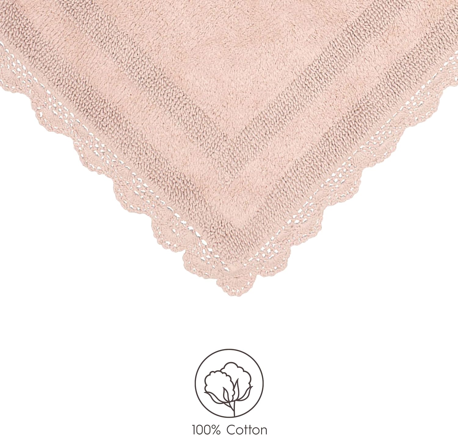 Laura Ashley Cotton XL Crochet Bath Rugs & Bath Mats, 17"x24"/21"x34", Dusty Pink : Home & Kitchen