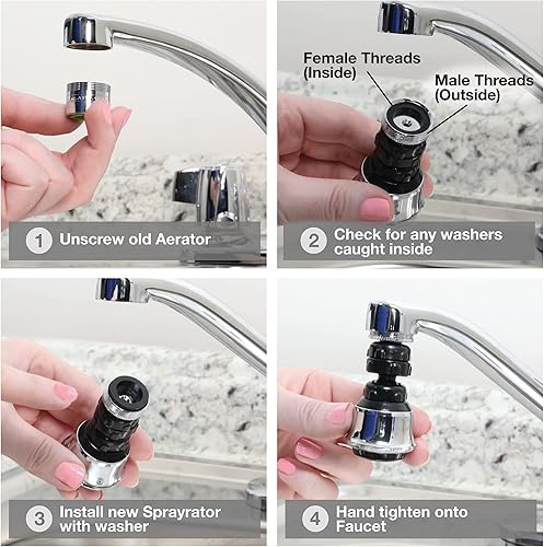 Miniatura 2 de DANCO Aireador de grifo de ahorro de agua con doble rosca 10500, 1516-27 macho X 5564-27 hembra, 1.5 gpm