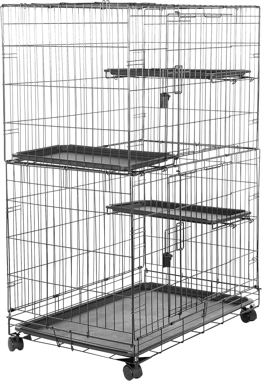Amazonベーシック 猫ケージ 3段 折り畳み式 Amazon.co.jp: 猫ケージ 大型 3段 91×57×129cm 折り畳み式 ブラック