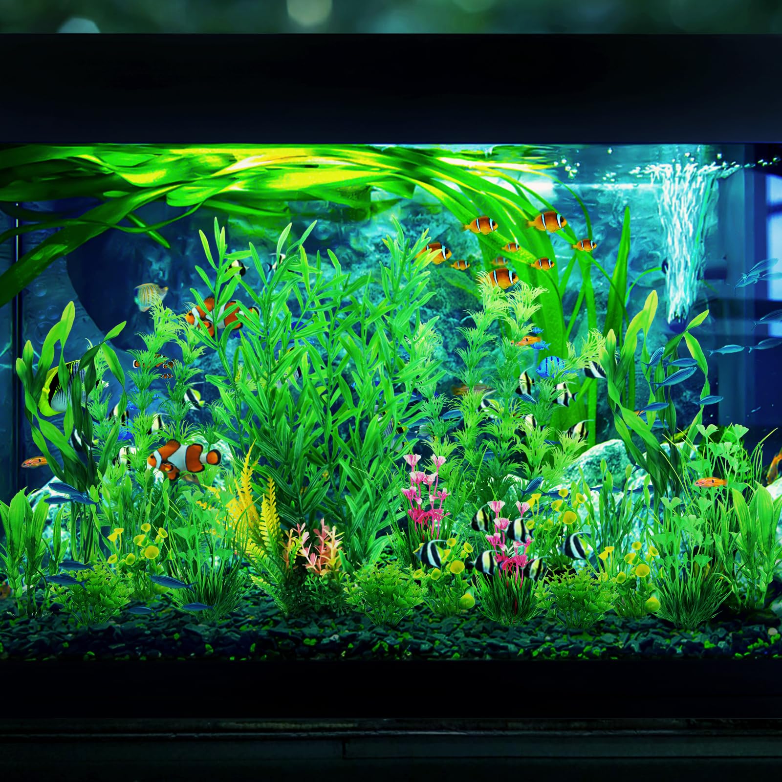 Fish Tank Plants, 20pcs Aquarium Decor Green Plants Artificial Aquarium Decorations Plant, Fish Tank Accessories for Household and Office Aquarium Simulation, Small to Large - image 6