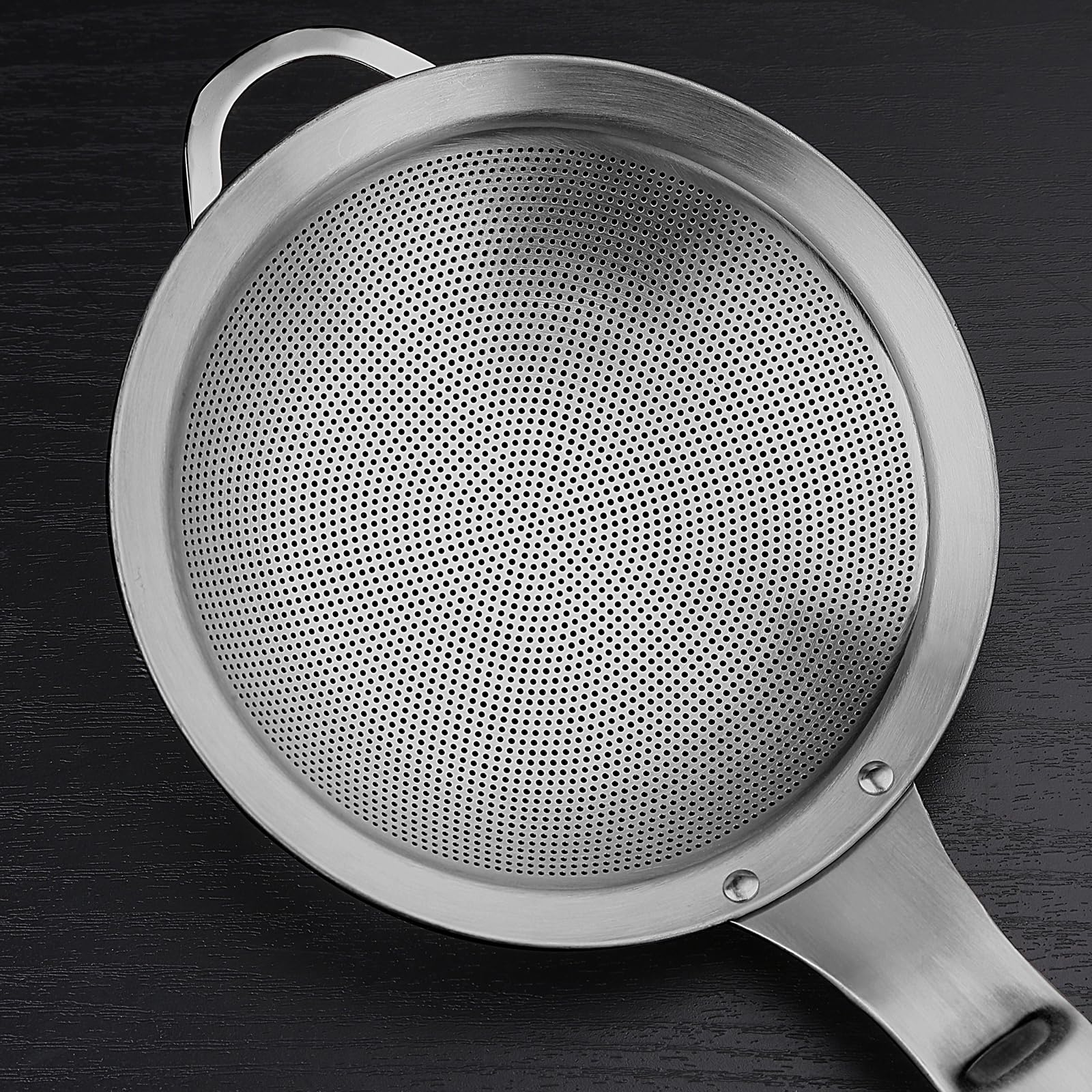 Collfa Punch Hole Sieve Fine Mesh Stainless Steel Small Colander Strainer With Handle Metal Micro Sifter Set of 2 for Kitchen Baking and Food Filter Rice,Tea,Pasta,Flour,Juice,Mini 3.55 and 4.33 Inch - Image 8