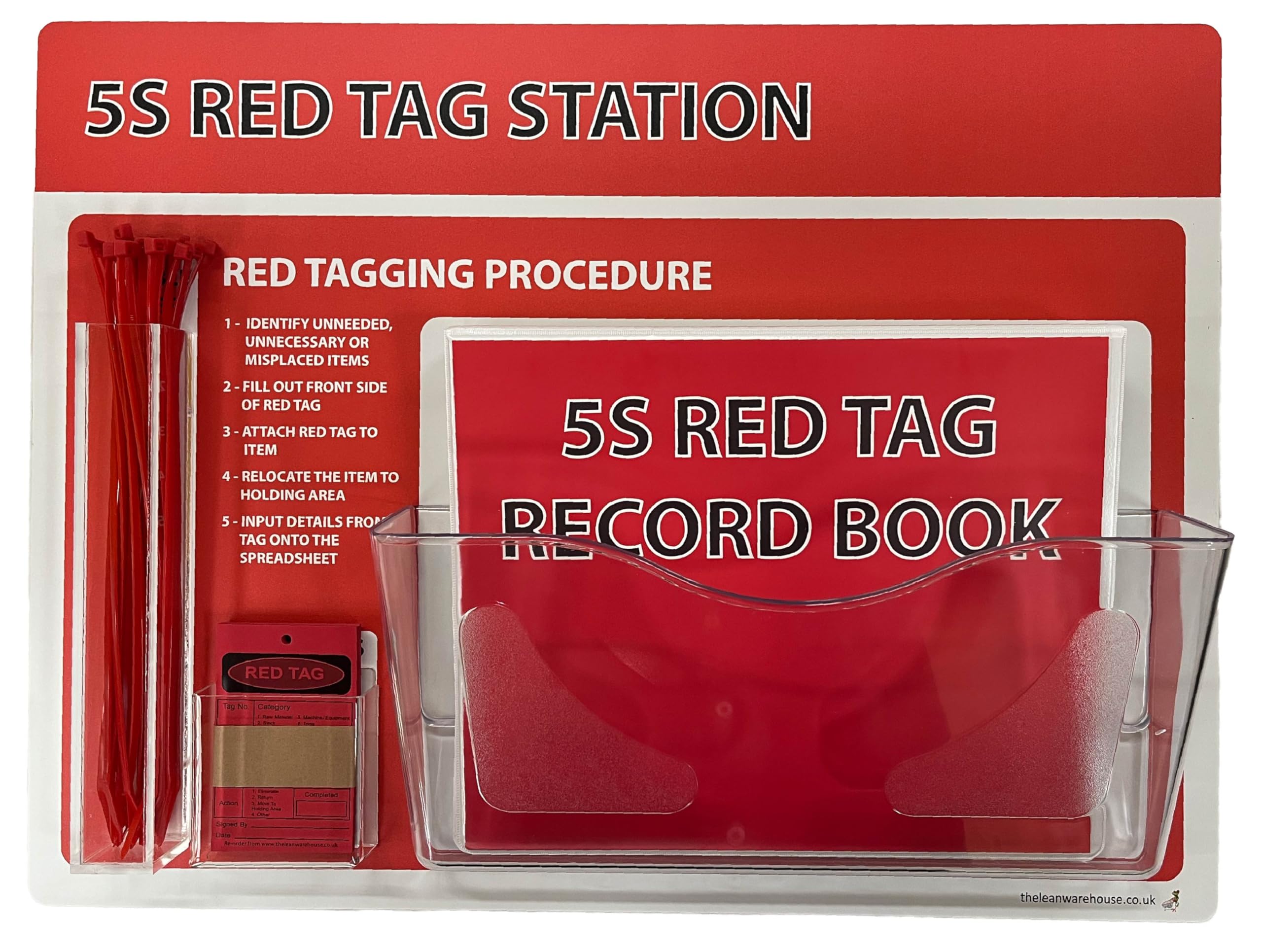 5S Red Tag Station - 600 x 450mm - Aluminium Composite Sign Includes Tags, Cable Ties, Folder and Sheets