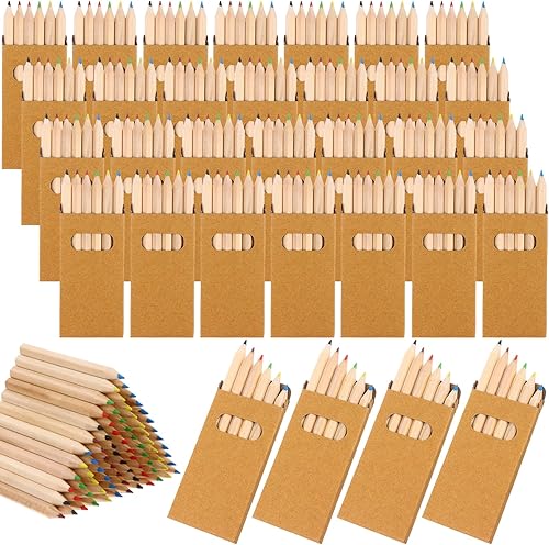 900 unidades150 cajas, mini lápices de colores de dibujo de 3.5 pulgadas, lápices de colores cortos portátiles de color graso, lápices de colores