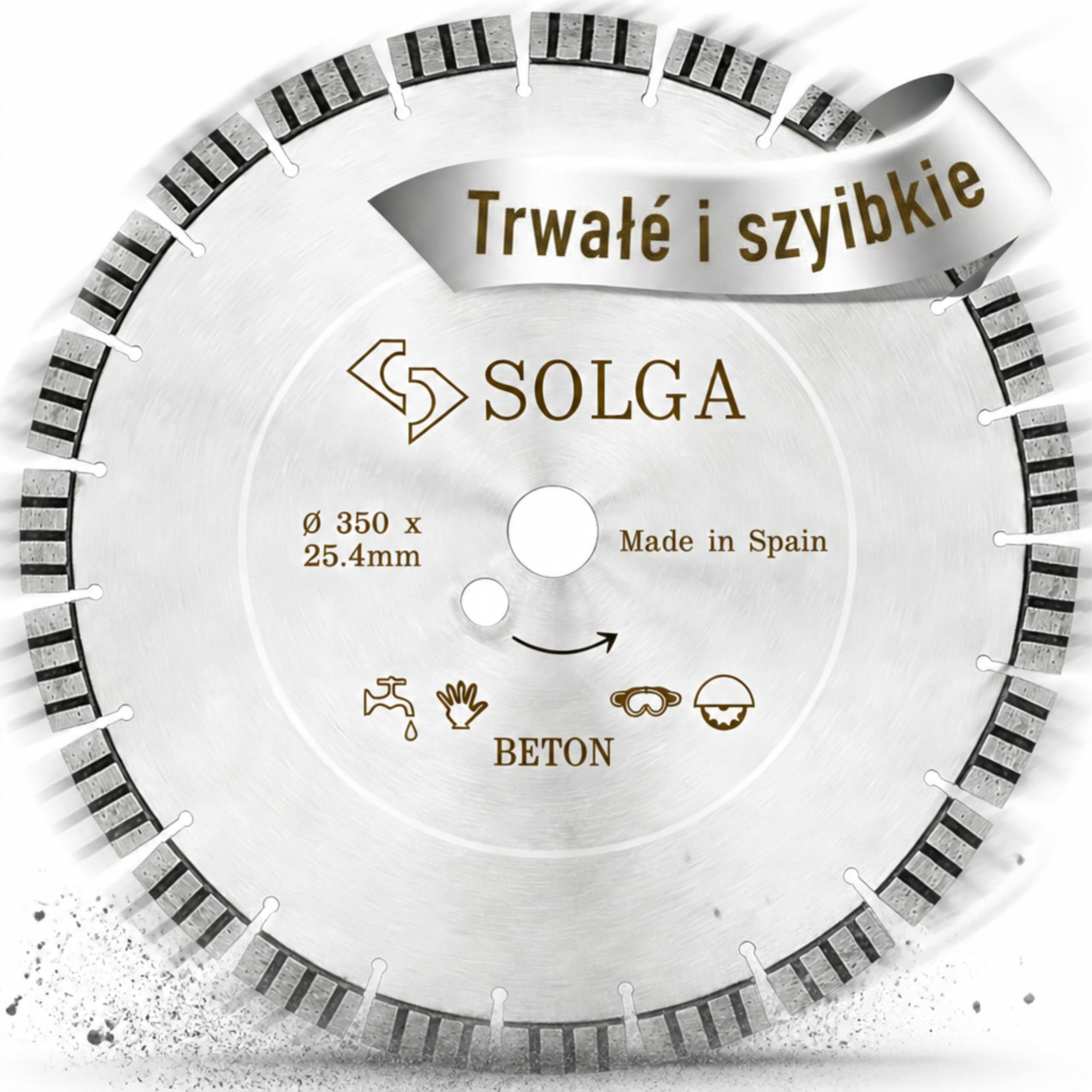 SOLGA DIAMANT Tarcza tnąca 350 mm TURBO, tarcza tnąca 350 mm, diamentowa tarcza tnąca do betonu zbrojonego, betonu, cegły, kamienia, betonu komórkowego, granitu, brzeszczot piły benzynowej,
