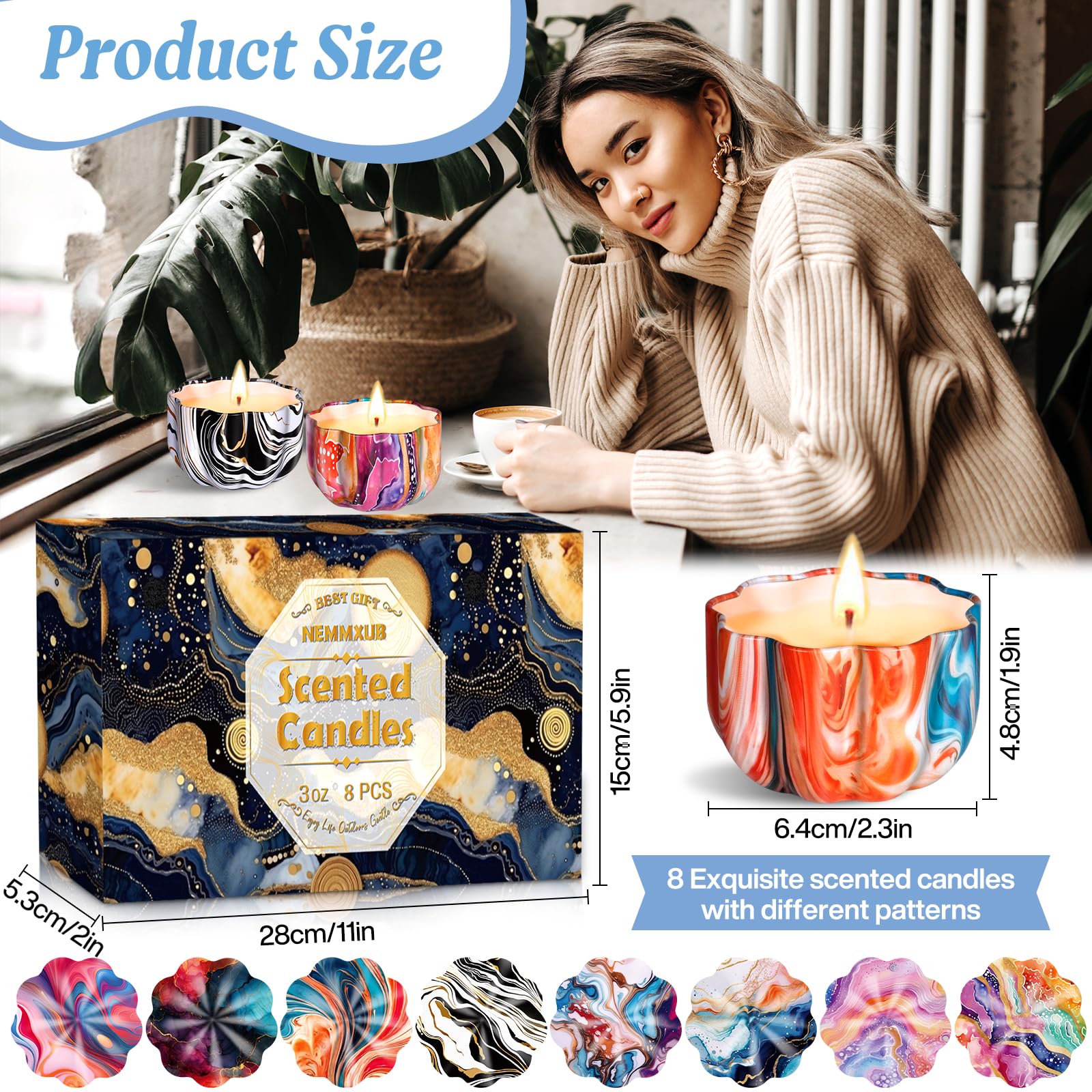 Set 8 Candele Profumate In Cera Di Soia - Aromaterapia Per Relax Con Lavanda, Vaniglia, Agrumi E Altri - Foto 11