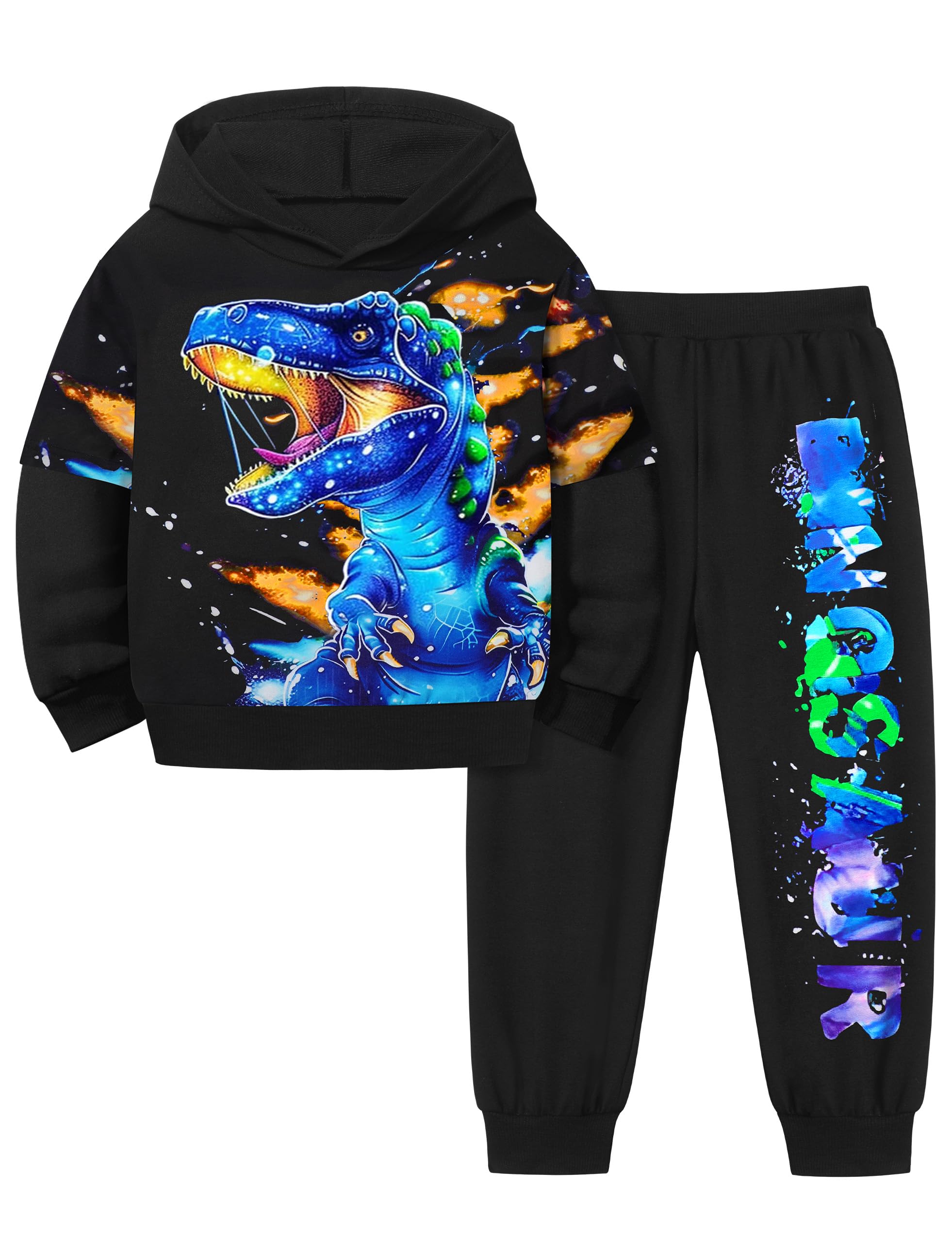 Toddler Boy Clothes Dinosaur Printed Hoodies Toddler Clothes for Boys Long Sleeve Sweatpants Set T-Rex Outfits 3-7t
