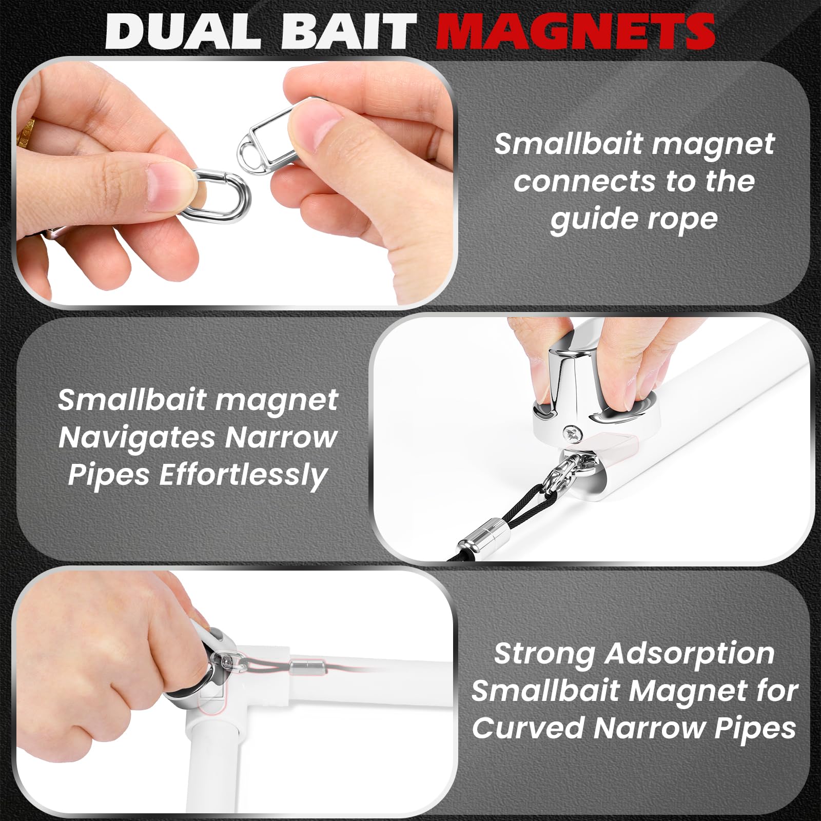 Wire Fishing Tools, Fish Tape Wire Puller Kit, Magnetic Cable Puller,Pulls Electrical Wire Behind Walls, Suitable For Indoor, Garden, Renovation, And Electrician Scenarios (Silver) — Amazon image 2