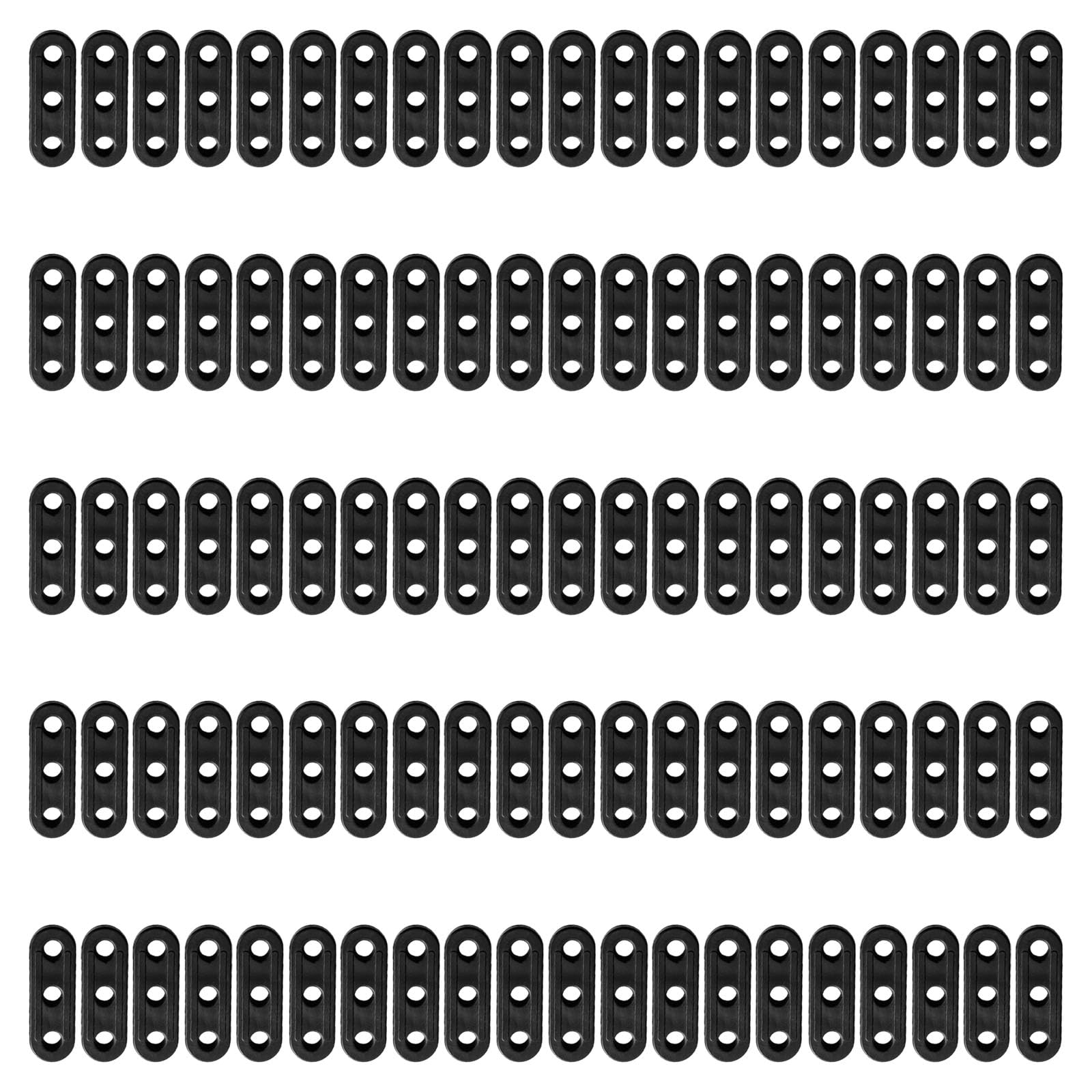 100Pcs Tent Guyline Adjusters with 3-Hole Design, Permanent Cord Tensioner Buckles for Camping Hiking, Easy Installation Tent Cord Rope Adjusters Tightening Hook Buckles