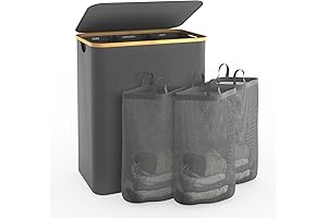 Hampers for Laundry Basket with Lid, 160L Extra Large 3 Section Clothes Divided Organizer