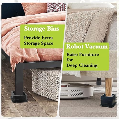 Miniatura 3 de Yookwutar Paquete de 8 elevadores de muebles de 1 pulgada, elevadores de cama ajustables resistentes para mesa, escritorio, sofá, gabinete, patas de