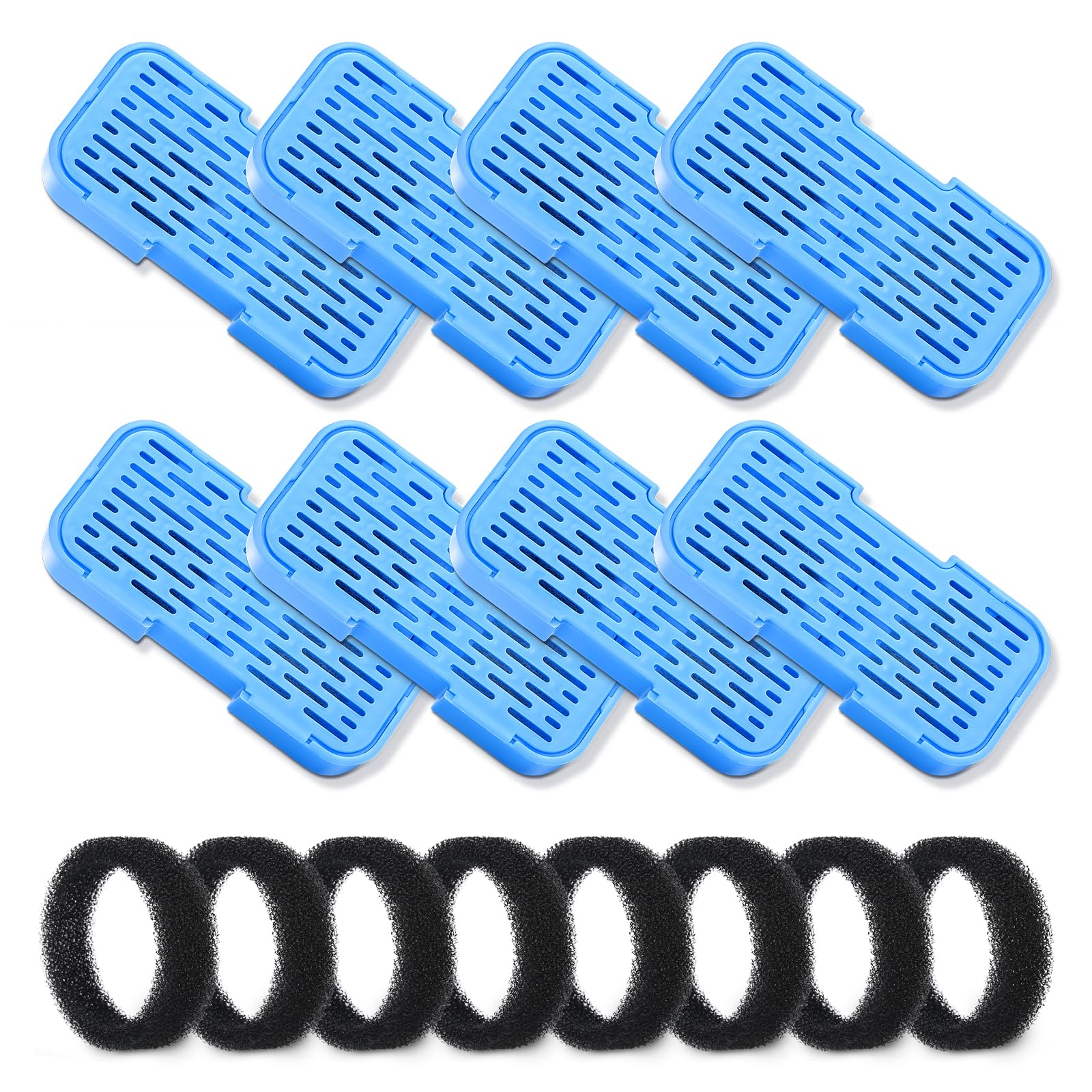 UIOOQ Official Cat Fountain Filters, 16 Pack (8 Filters + 8 Sponges) with Activated Carbon, Ultra-fine Fiber