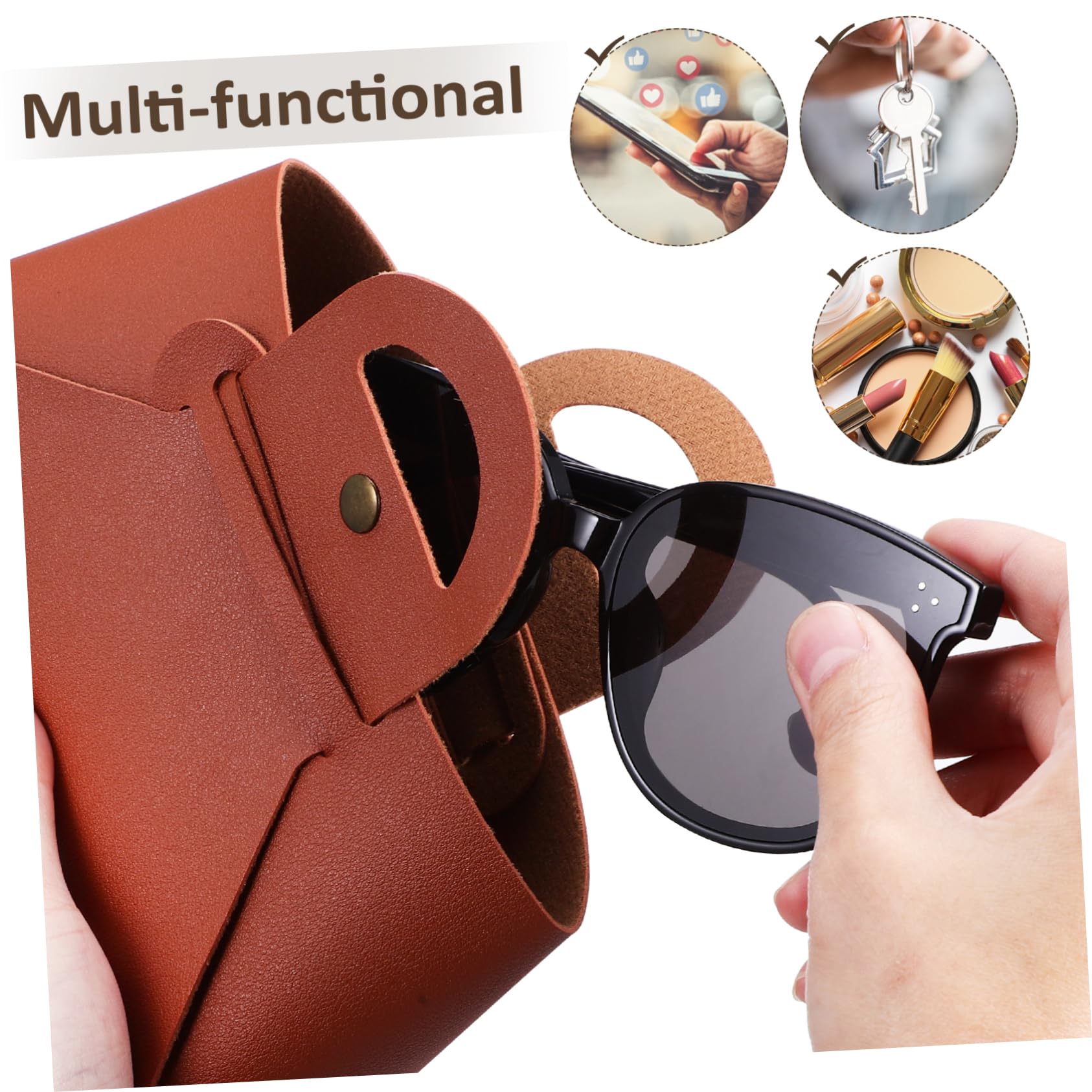 Didiseaon 4 Pezzi Custodie Portaocchiali PU Resistenti e Leggere Organizer per Occhiali Cellulare e Chiavi Compatta in Grigio e Marrone Scuro