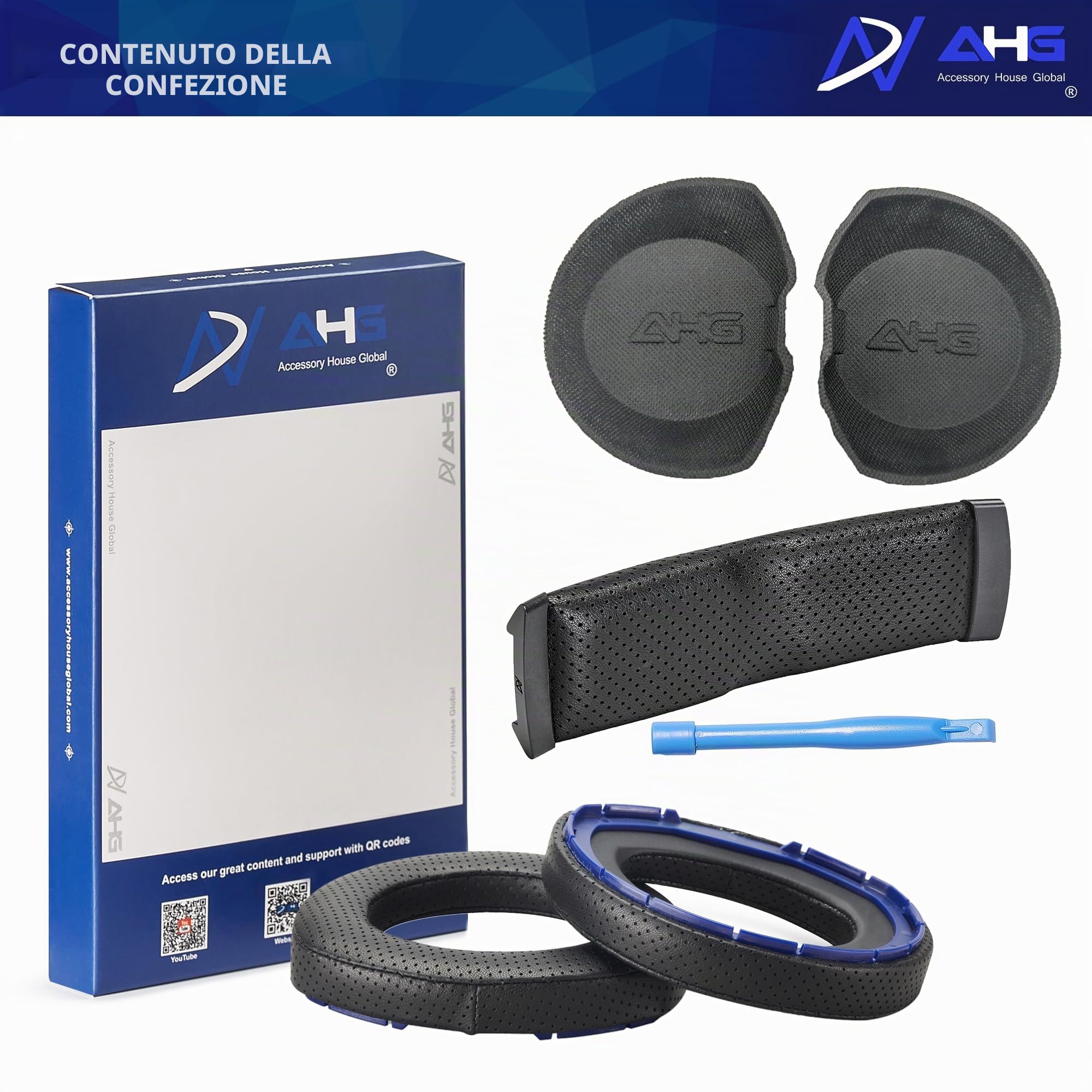 AHG Premium HD 8XX / HD 800S / HD 800 - Cuscinetti auricolari e archetto compatibili con cuffie Sennheiser HD800/Sennheiser HD800S e Drop HD 8XX. Pelle di pecora perforata, schiuma ad alta densità