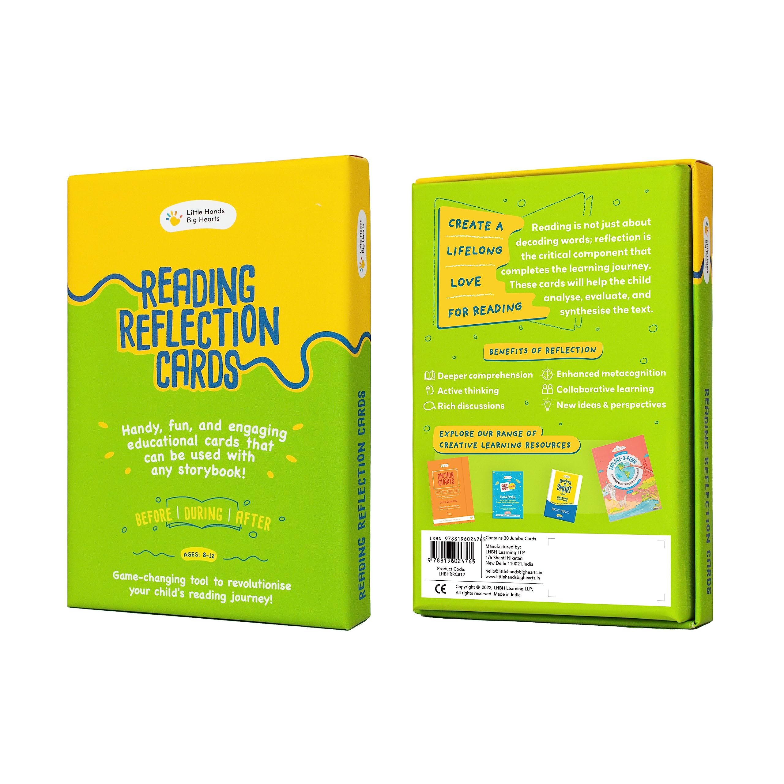 Little Hands Big Hearts Reading Reflection Cards (Ages 8-12) | Educational Cards | Jumbo Flash Cards for Kids | Conversation Cards for Kids | Reading Cards for Kids | Activity Flashcards for Kids