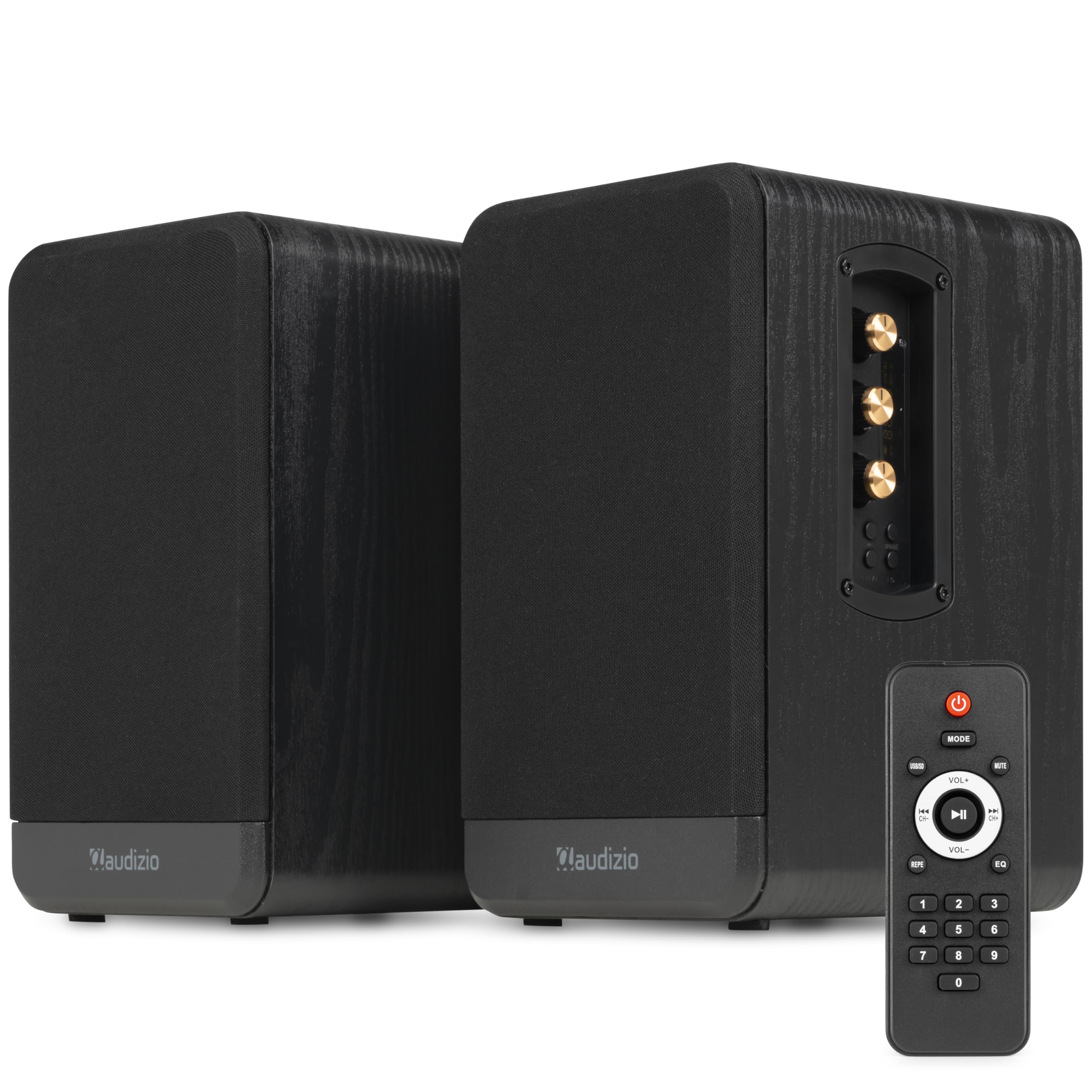 Audizio BS10 – Altavoces Activos de estantería 80W con Bluetooth 5.3, HDMI ARC, RCA, USB y Entrada Phono para Tocadiscos Vinilo, Equipo HiFi para casa, Home Cinema y Ordenador, Color Negro