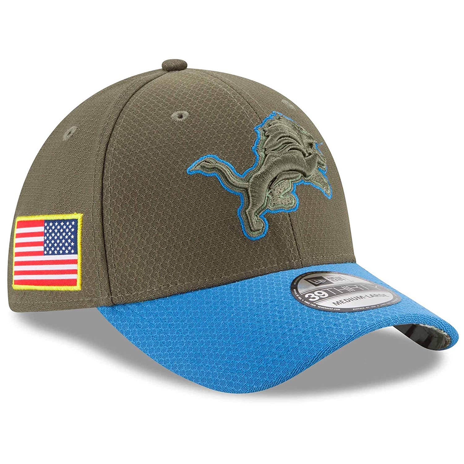 New EraAuthentic Exclusive Lions Detroit Motor Sideline Salute to Service Draft Training 39THIRTY Flex Fit Cap Hat
