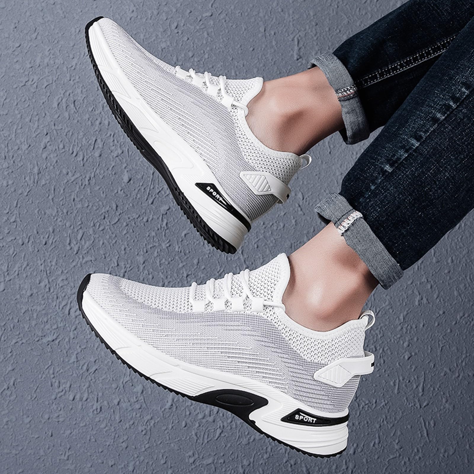 Générique Scarpe da passeggio estive da uomo in rete traspirante scarpe da ginnastica rialzate leggere comode antiscivolo facili da indossare per passeggiate quotidiane e passeggiate
