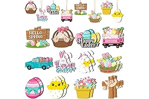 Easter Wooden Ornaments Set of 24 Wooden Bunny & Egg Cutouts