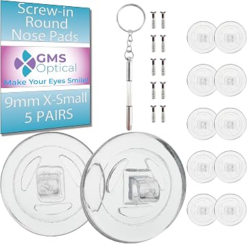 Screw-in Nose Pads Round 9mm X-Small 5 Pairs Eye Glasses Nose Pads Non Slip